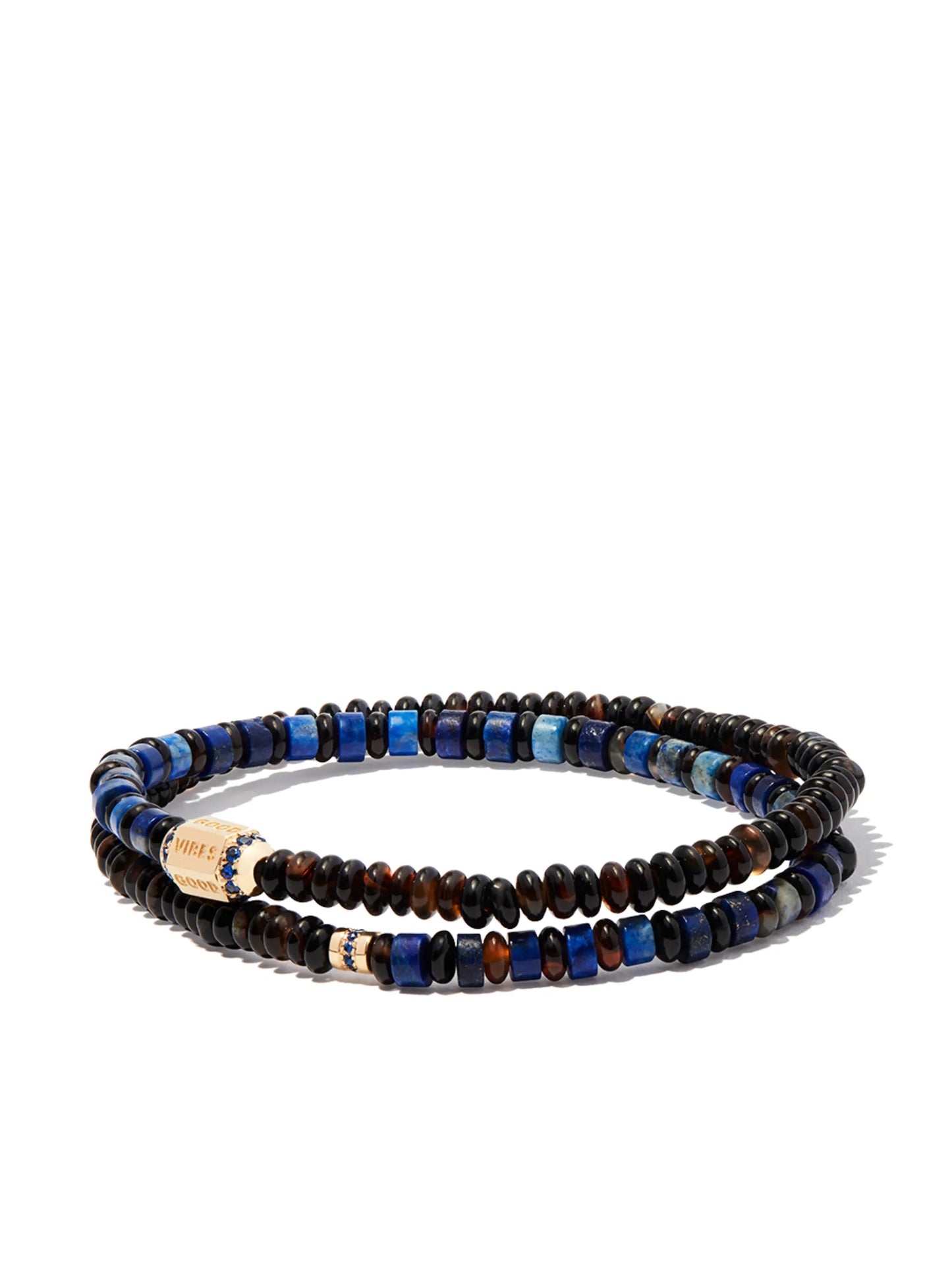 14kt yellow gold Good Vibes beaded wrap around bracelet