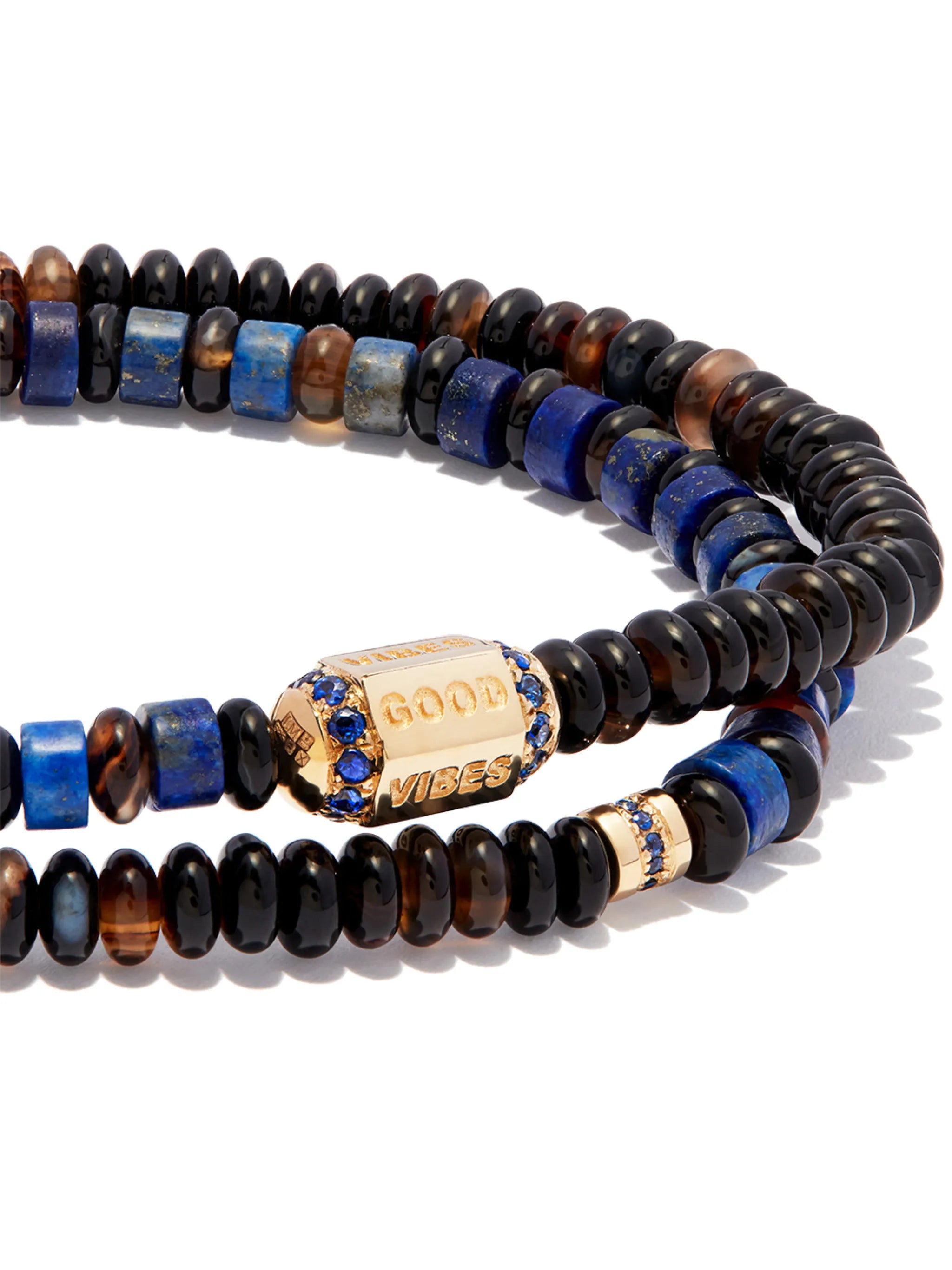 14kt yellow gold Good Vibes beaded wrap around bracelet