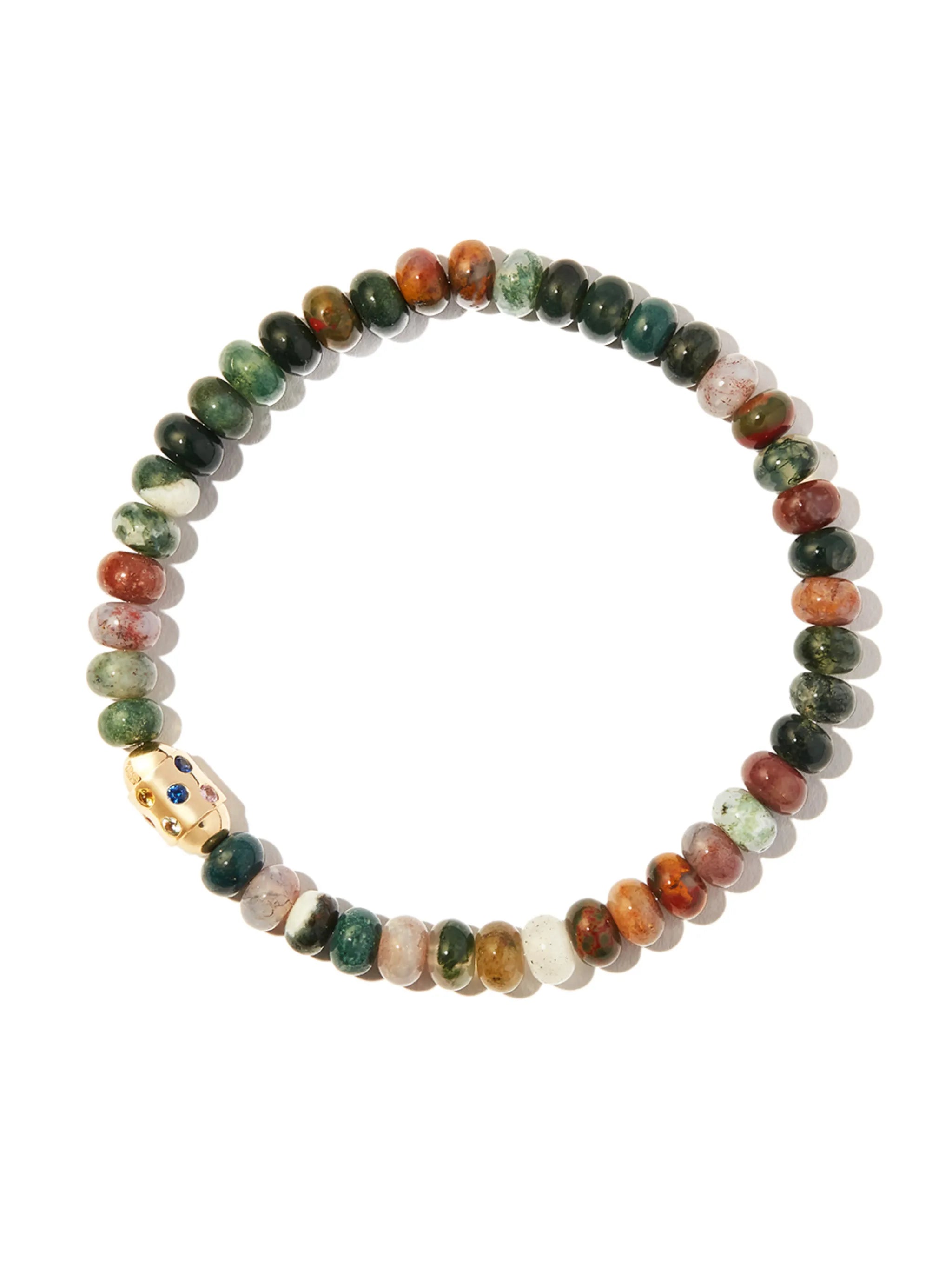 14kt yellow gold rainbow sapphire bolt beaded bracelet
