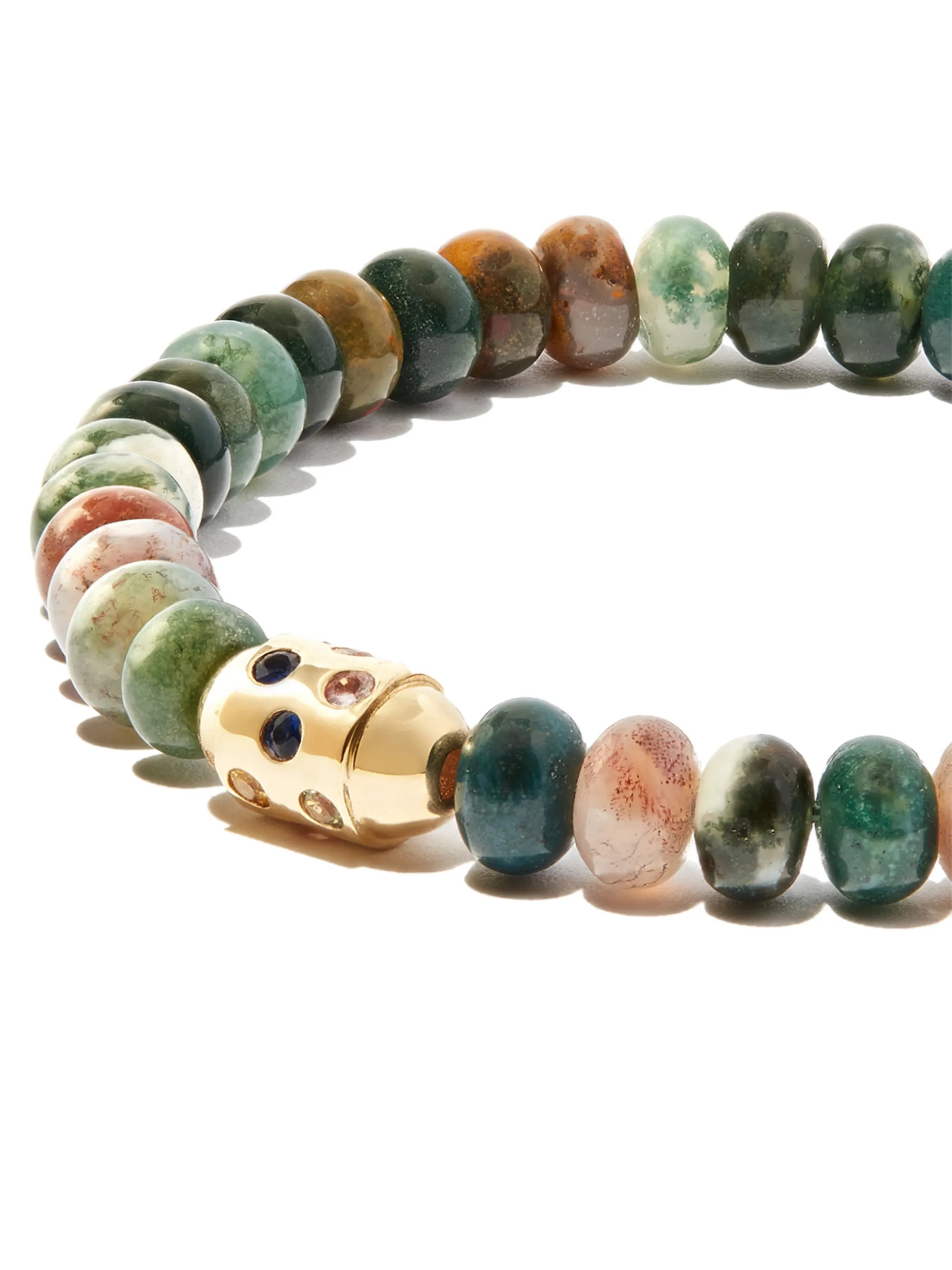 14kt yellow gold rainbow sapphire bolt beaded bracelet