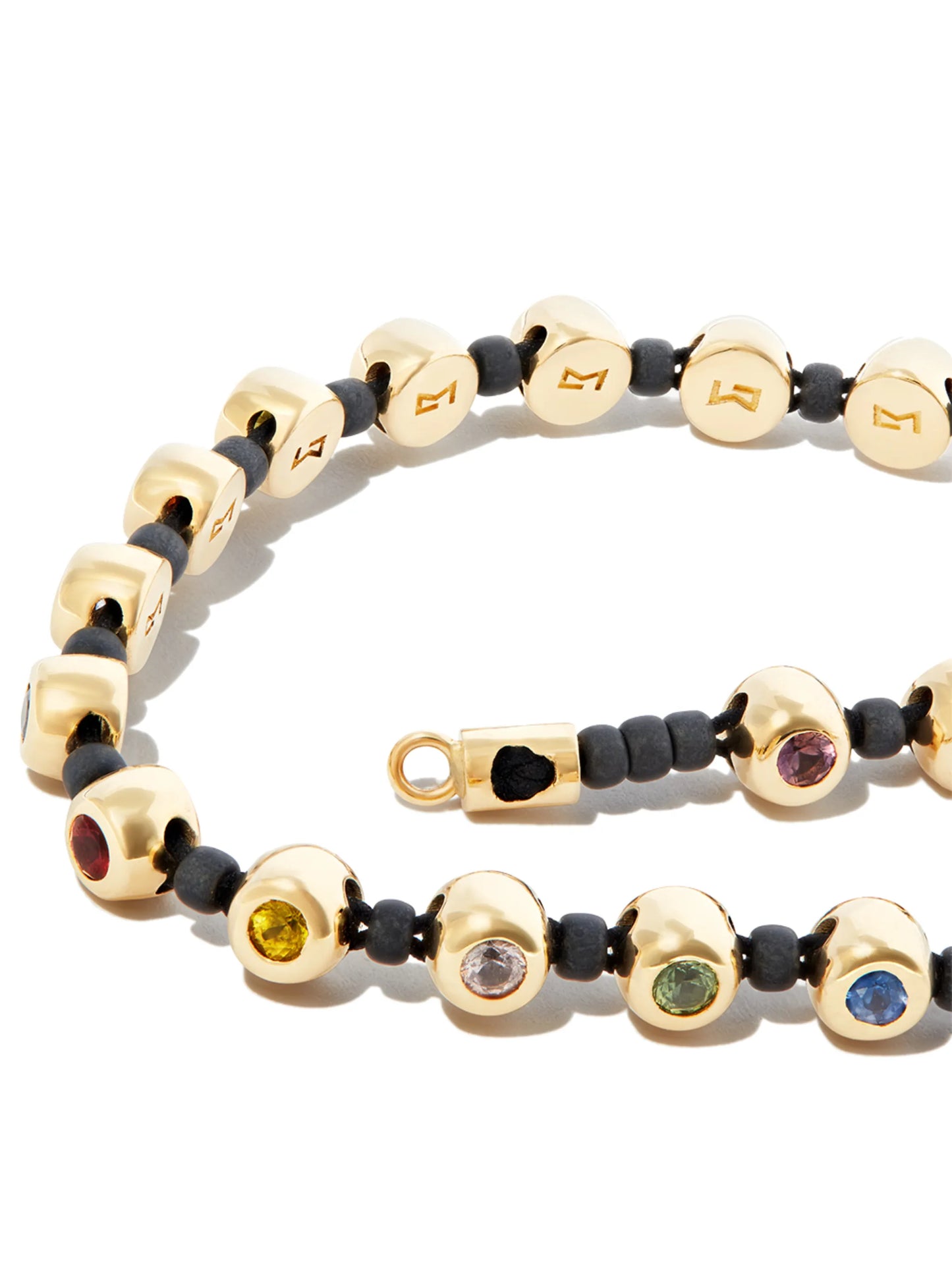 14kt yellow gold beaded rainbow sapphire bracelet