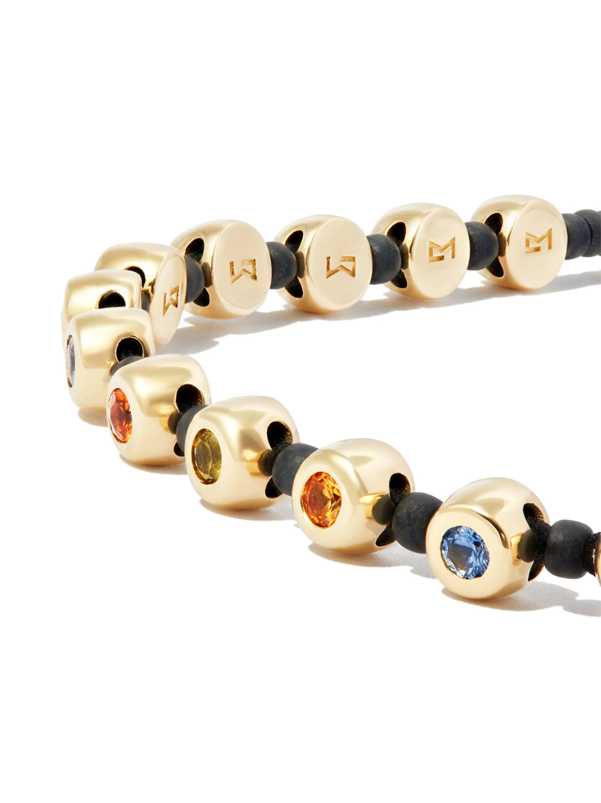14kt yellow gold beaded rainbow sapphire bracelet