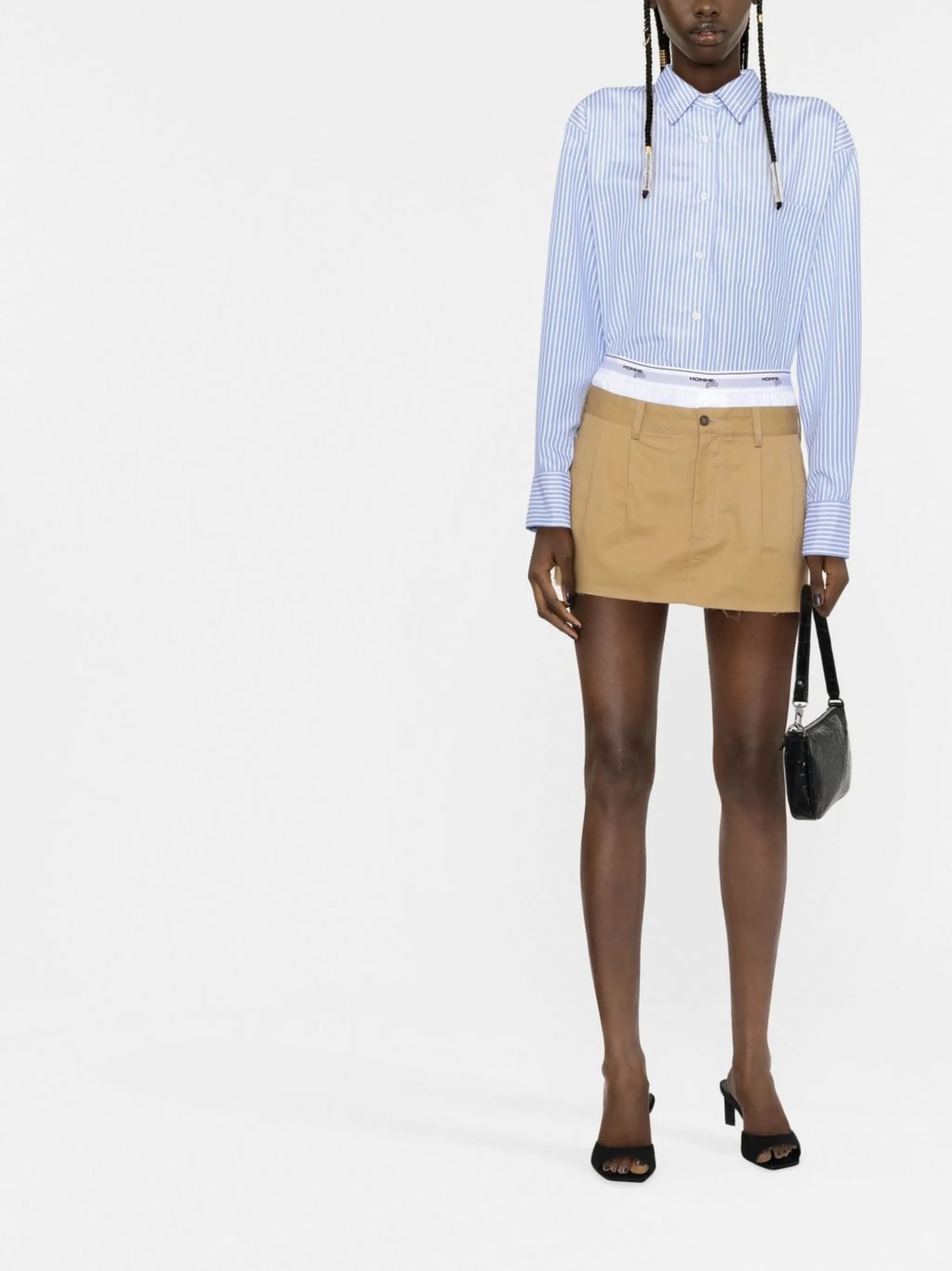 layered raw-hem miniskirt