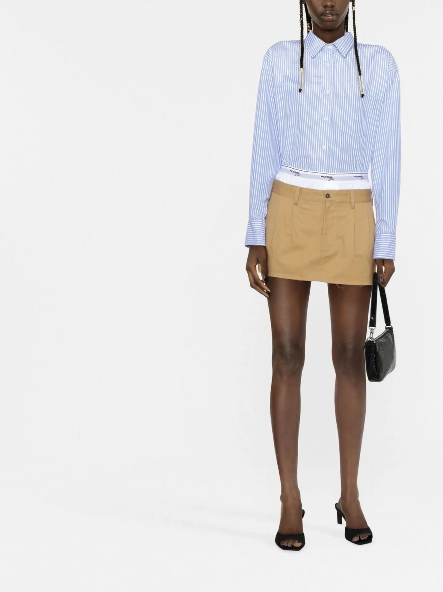 layered raw-hem miniskirt