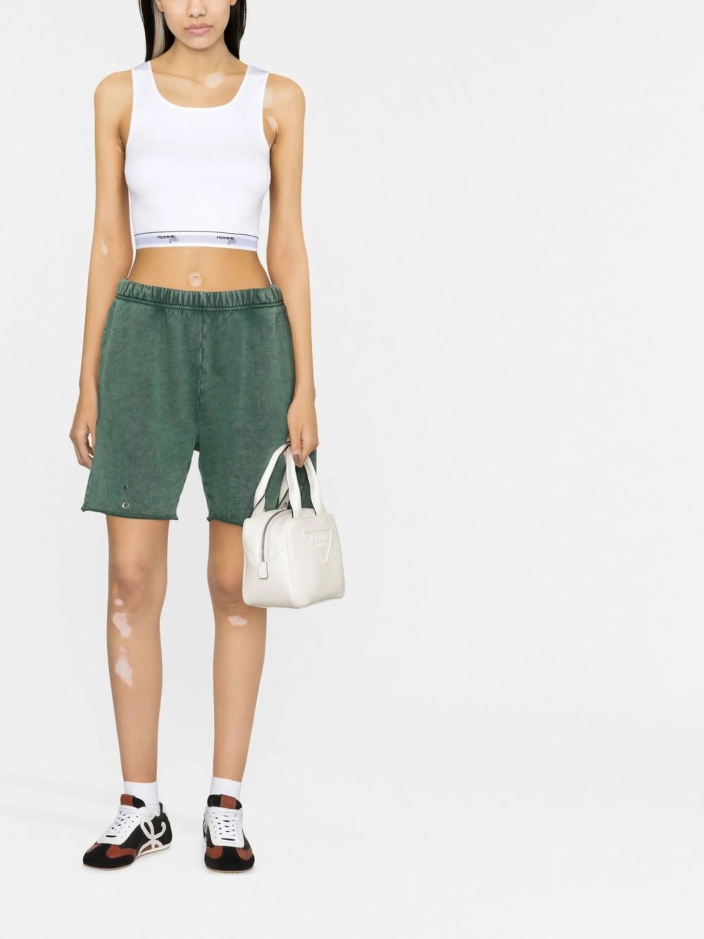 logo-trim cotton tank top