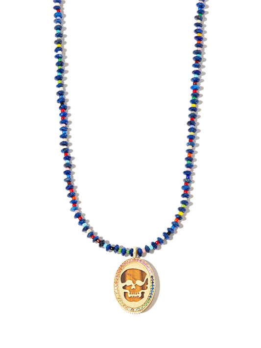 14kt yelow gold Skull beaded necklace
