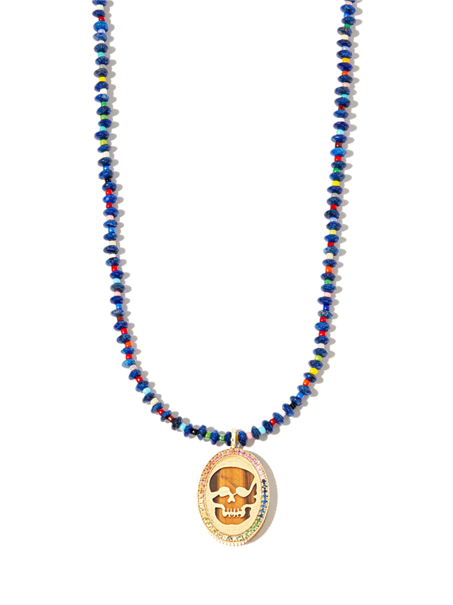 14kt yelow gold Skull beaded necklace