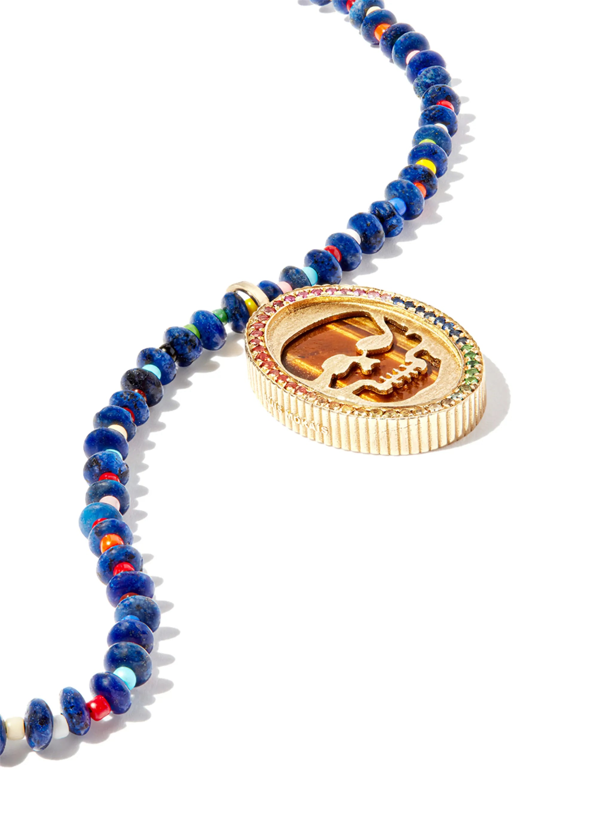 14kt yelow gold Skull beaded necklace