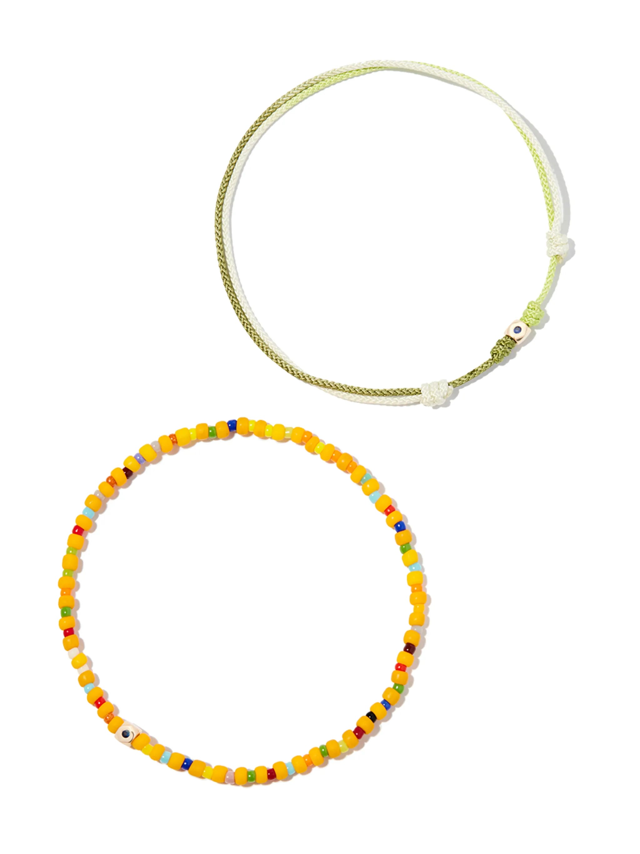 14kt yellow gold beaded bracelet set