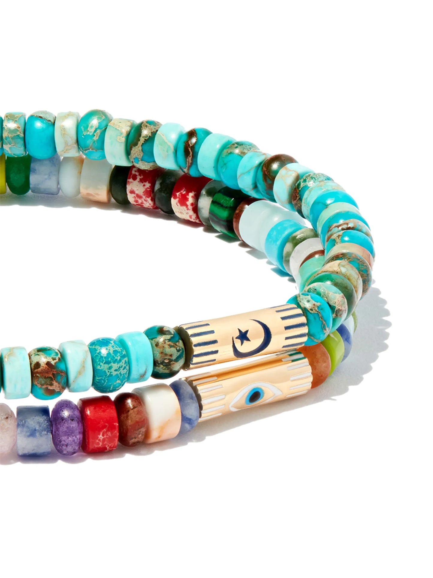 14kt yellow gold Moon and Eye bracelet set