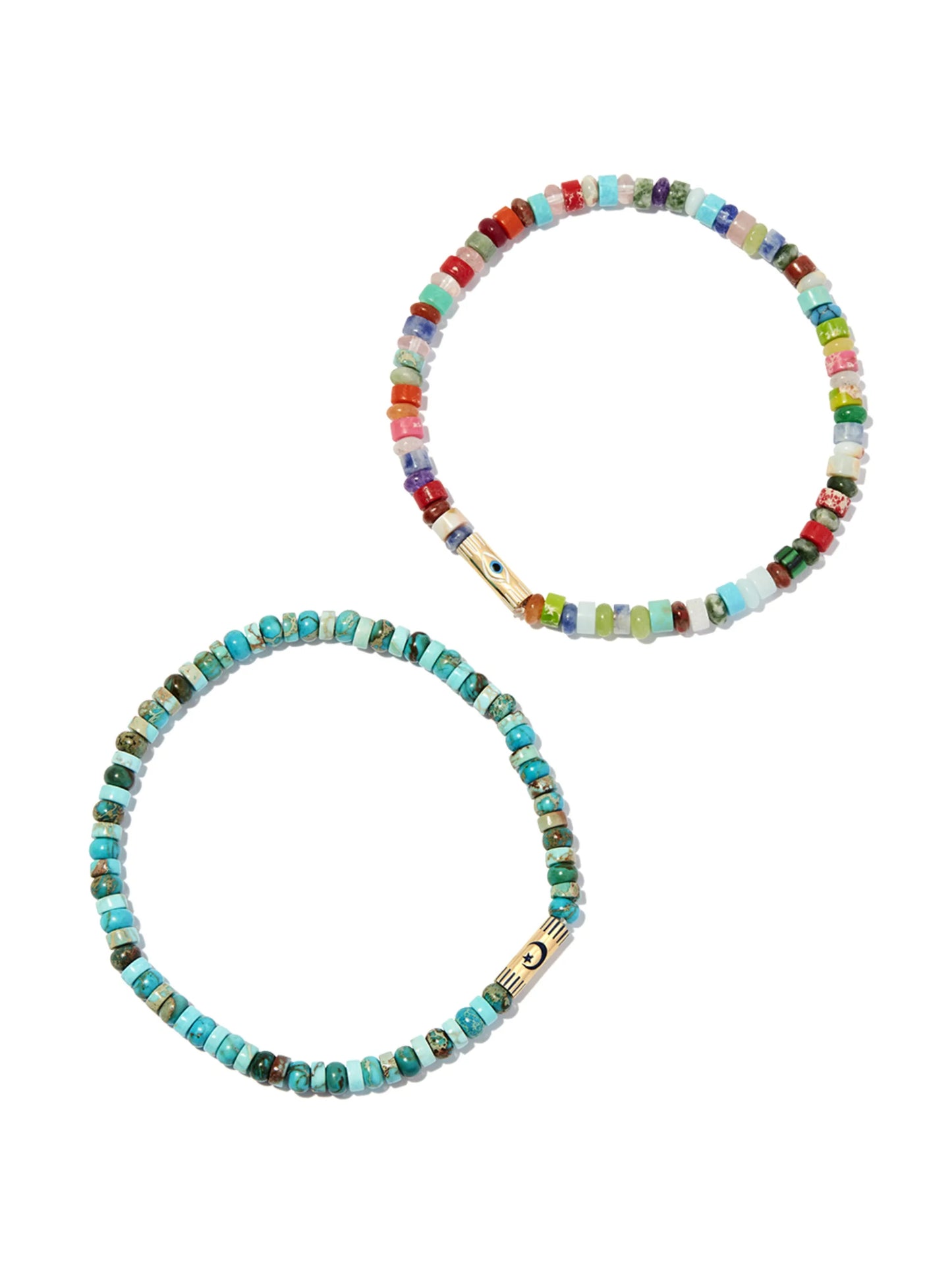 14kt yellow gold Moon and Eye bracelet set