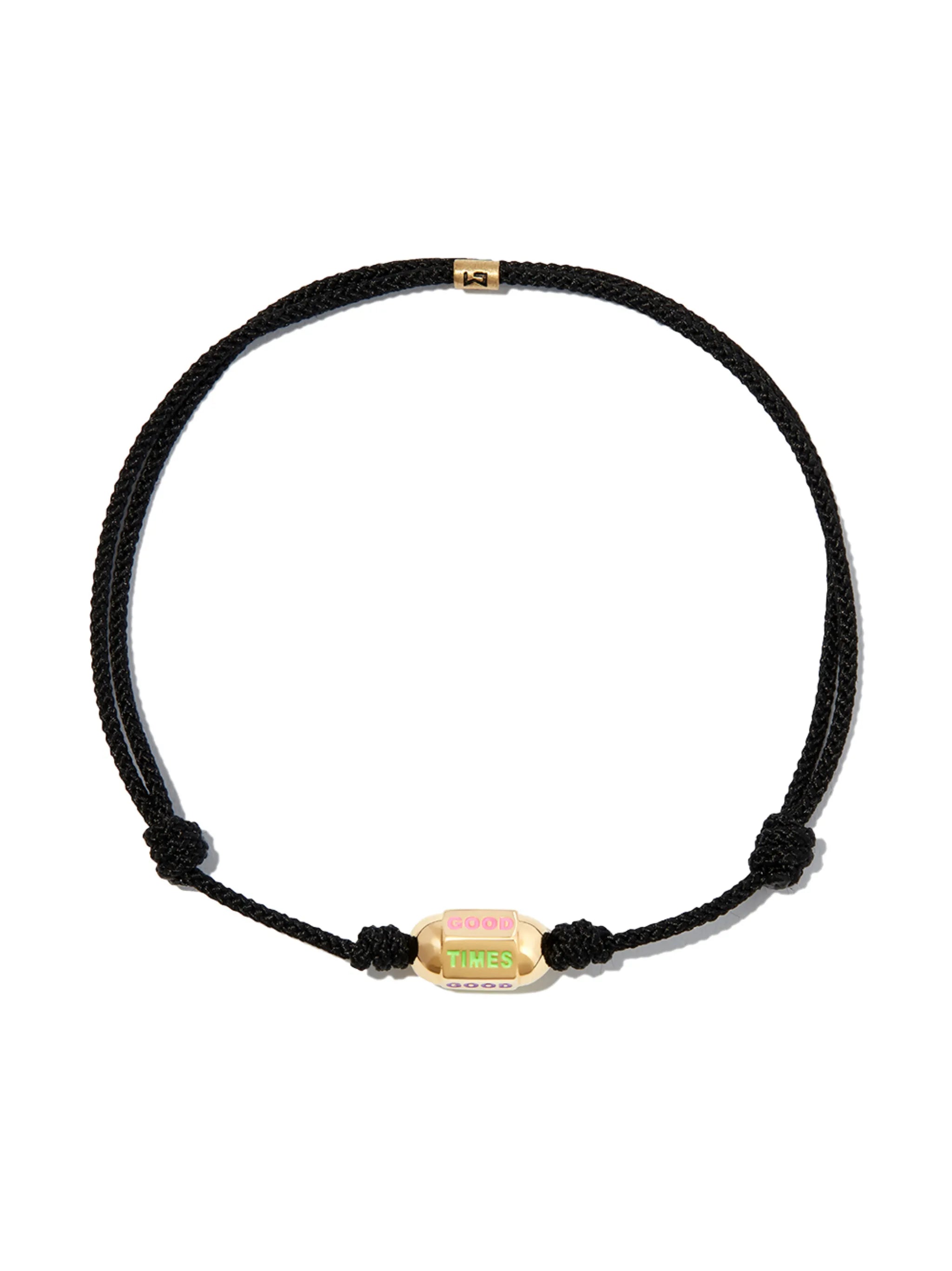 14kt yellow gold Good Times bolt cord bracelet