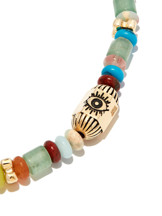 14kt yellow gold eye bolt beaded bracelet