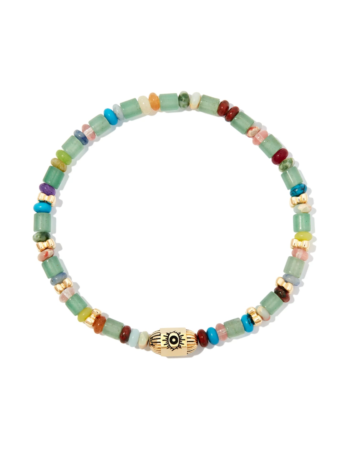 14kt yellow gold eye bolt beaded bracelet