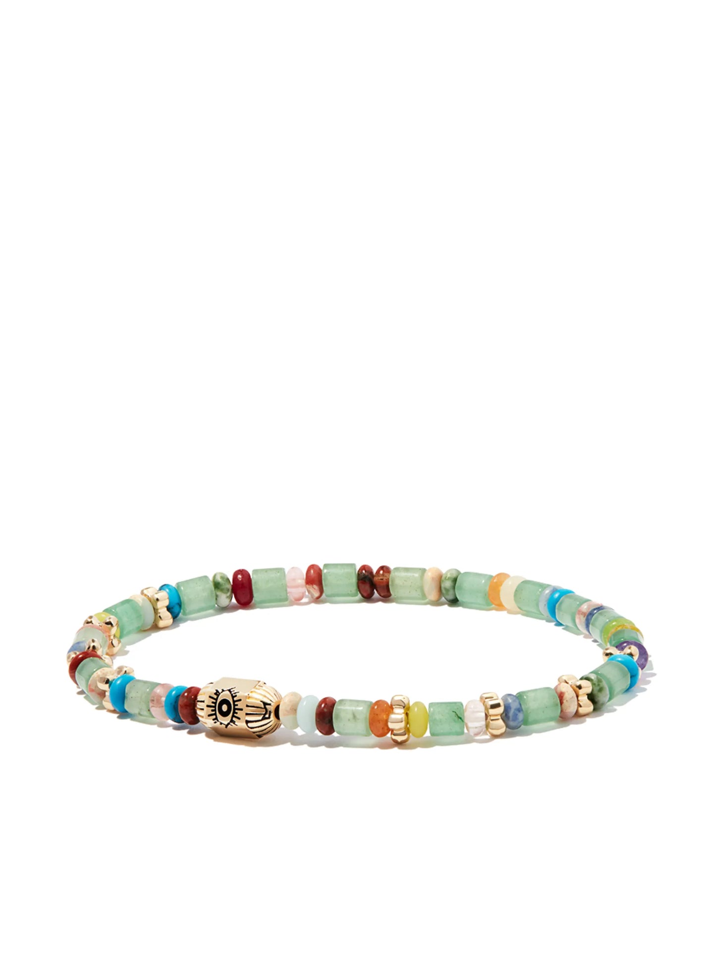 14kt yellow gold eye bolt beaded bracelet