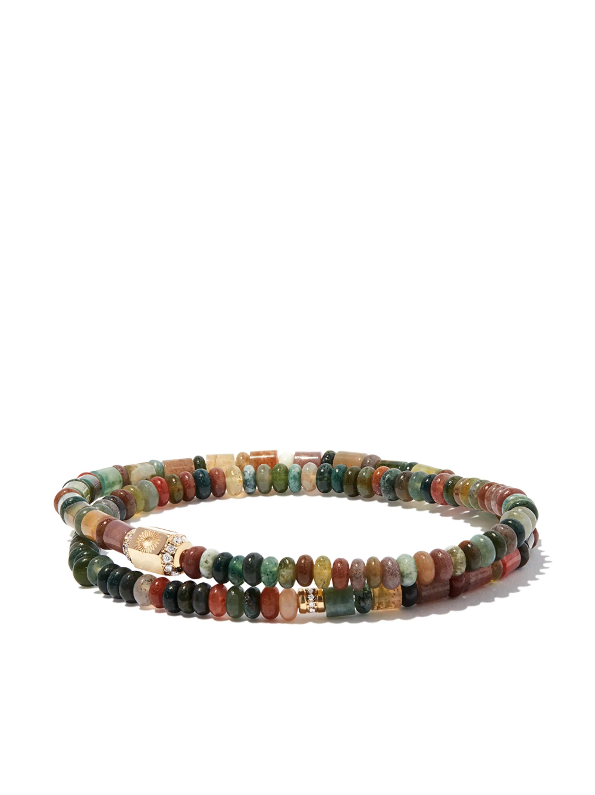 14kt yellow gold diamond sunburst beaded wrap bracelet