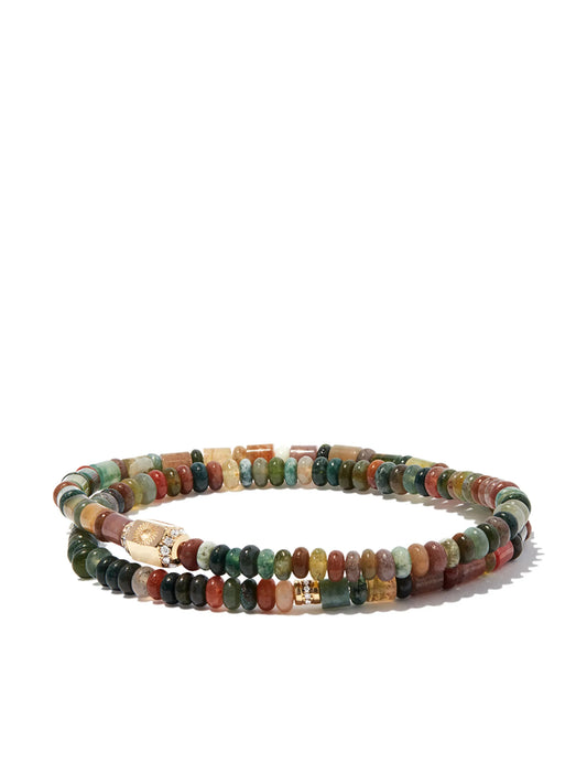 14kt yellow gold diamond sunburst beaded wrap bracelet