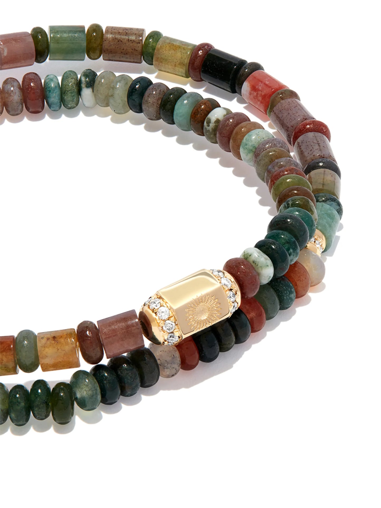 14kt yellow gold diamond sunburst beaded wrap bracelet