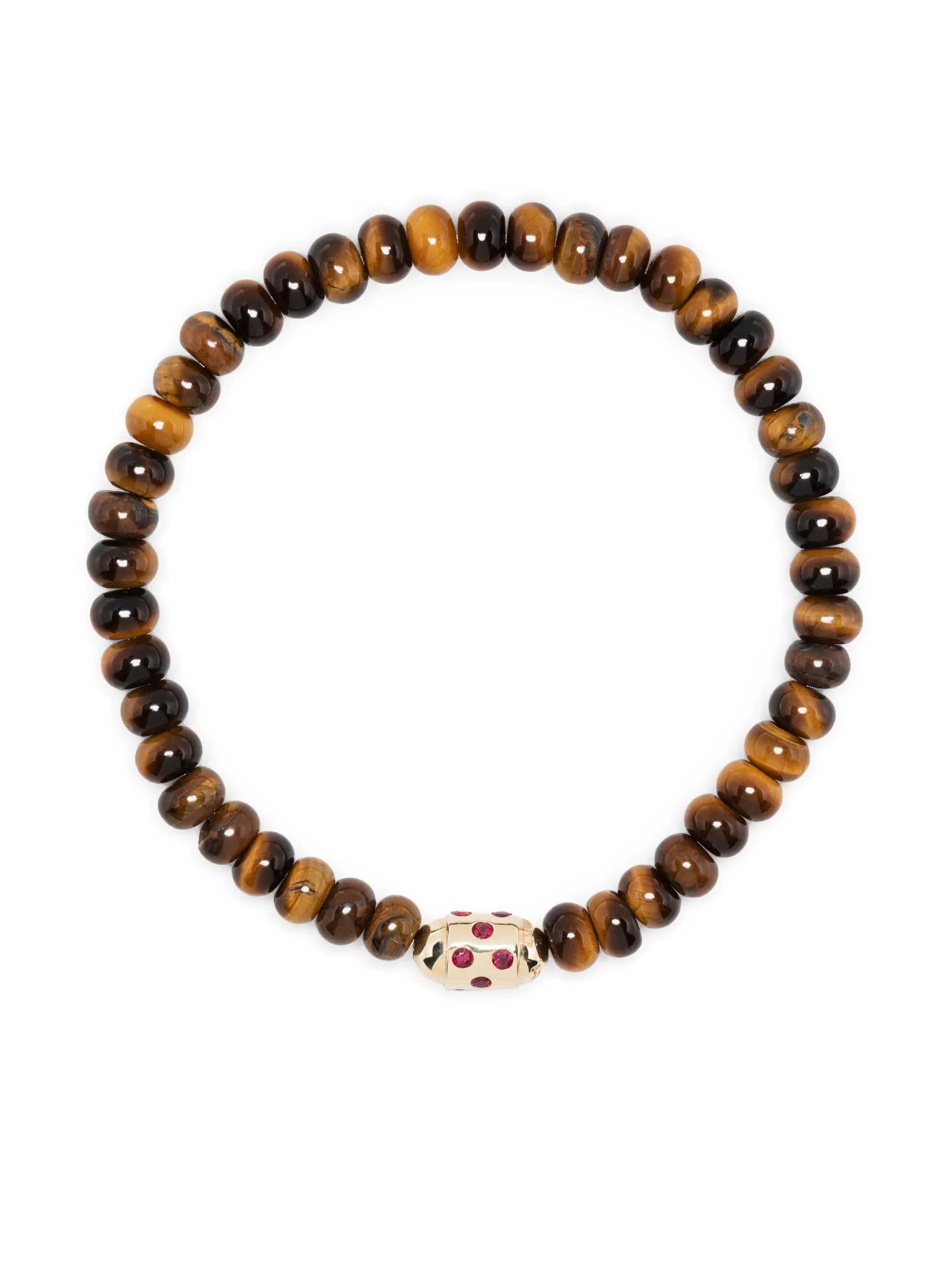 14kt yellow gold tiger eye ruby beaded bracelet