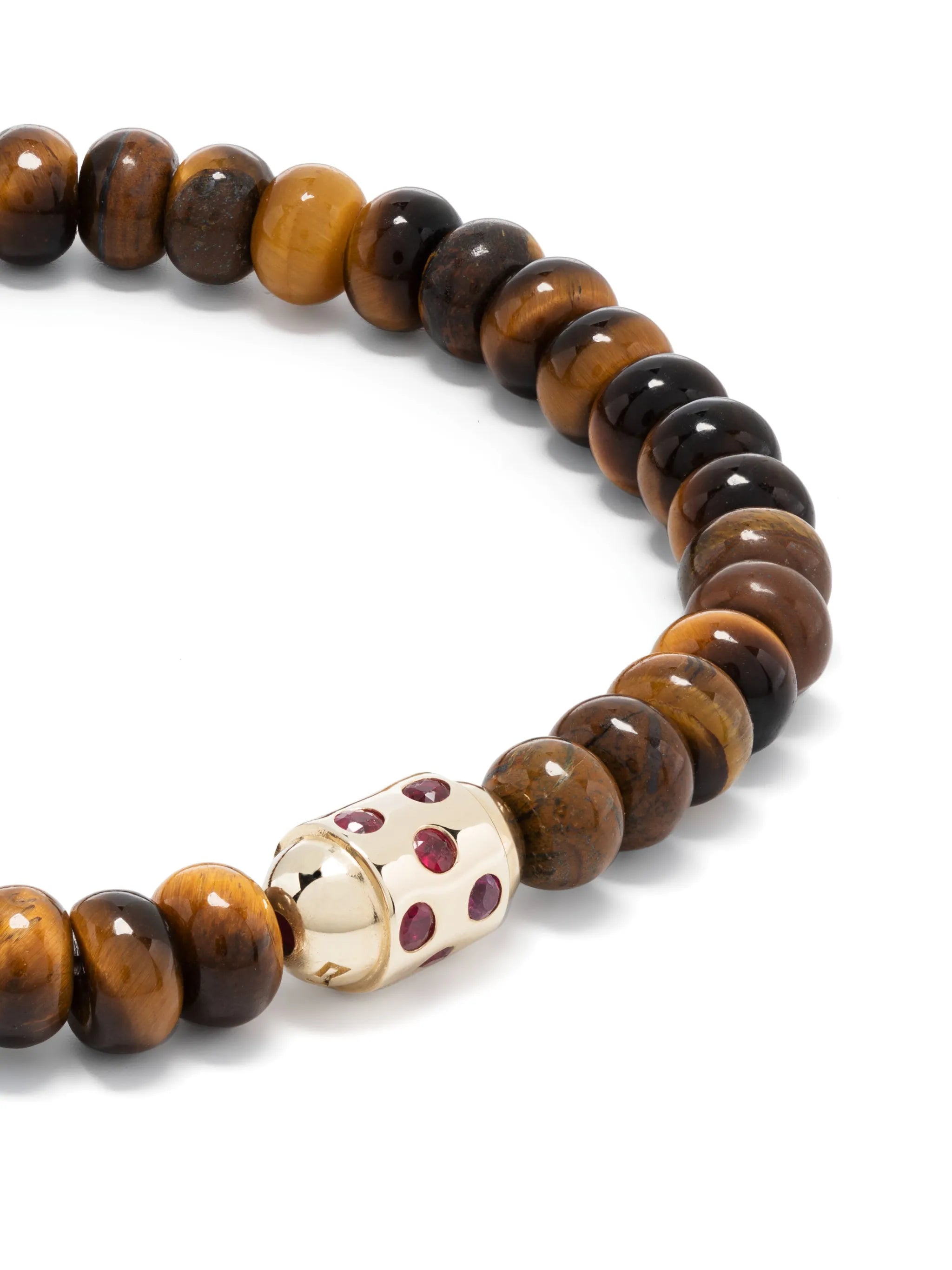 14kt yellow gold tiger eye ruby beaded bracelet