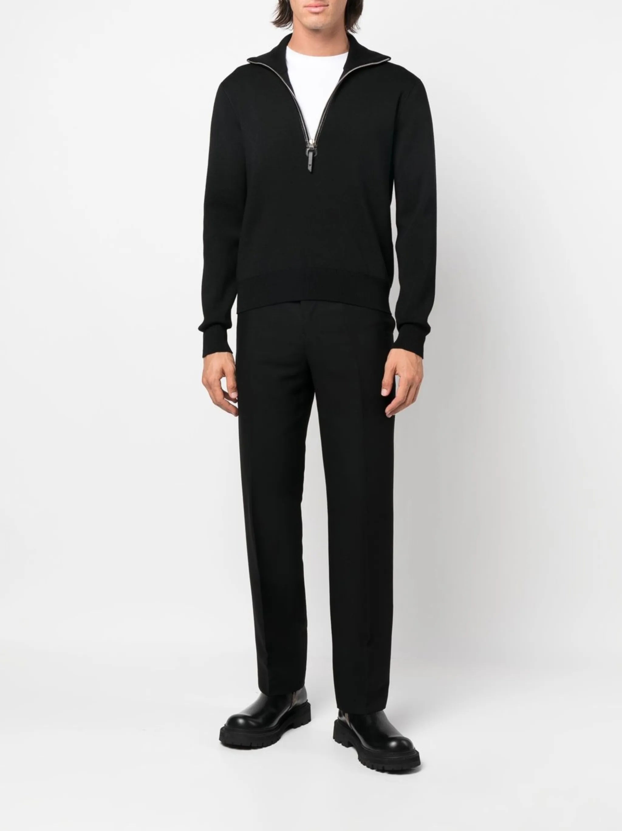 chunky-knit half-zip jumper
