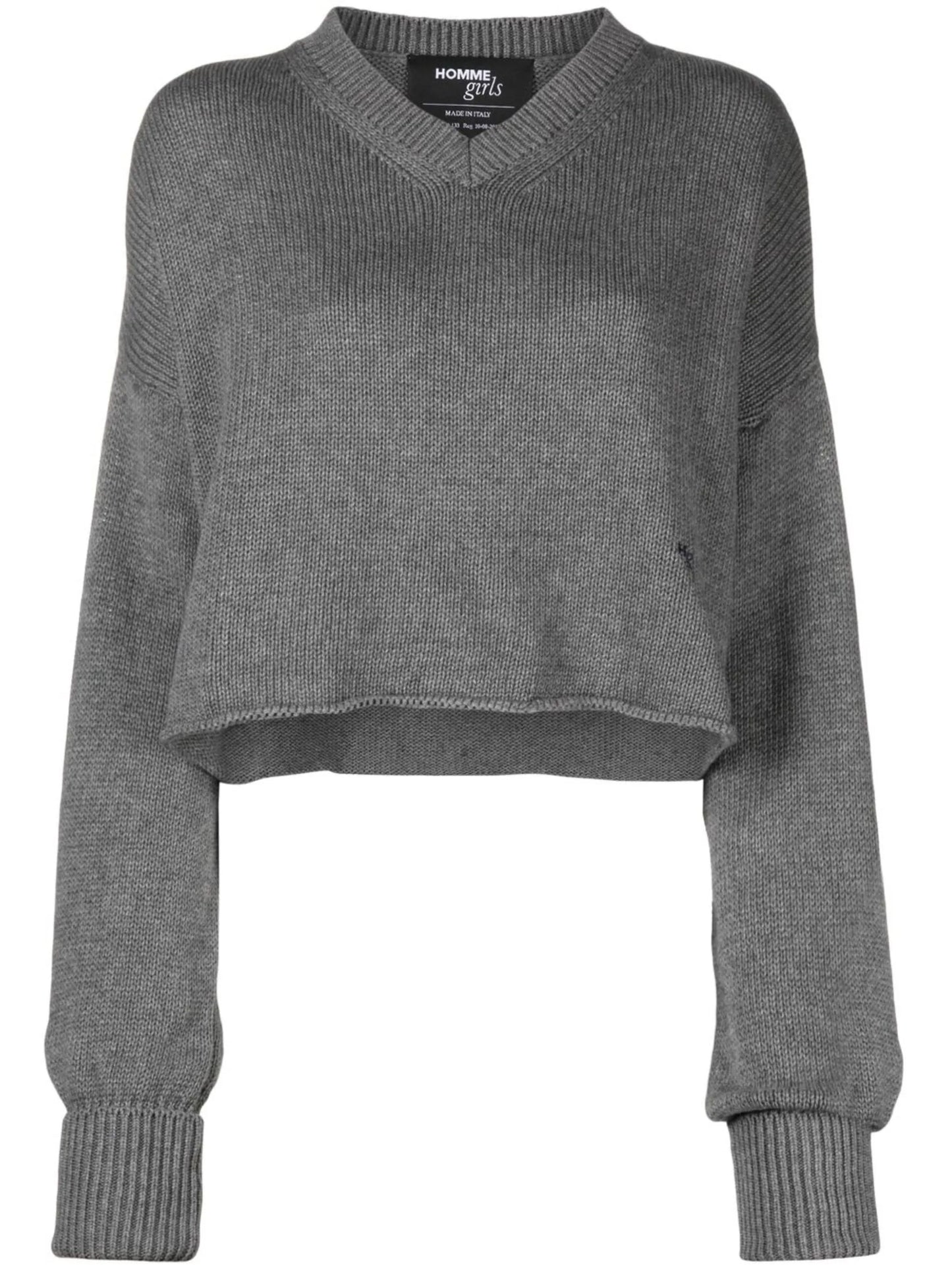 cropped V-neck knitted jumper