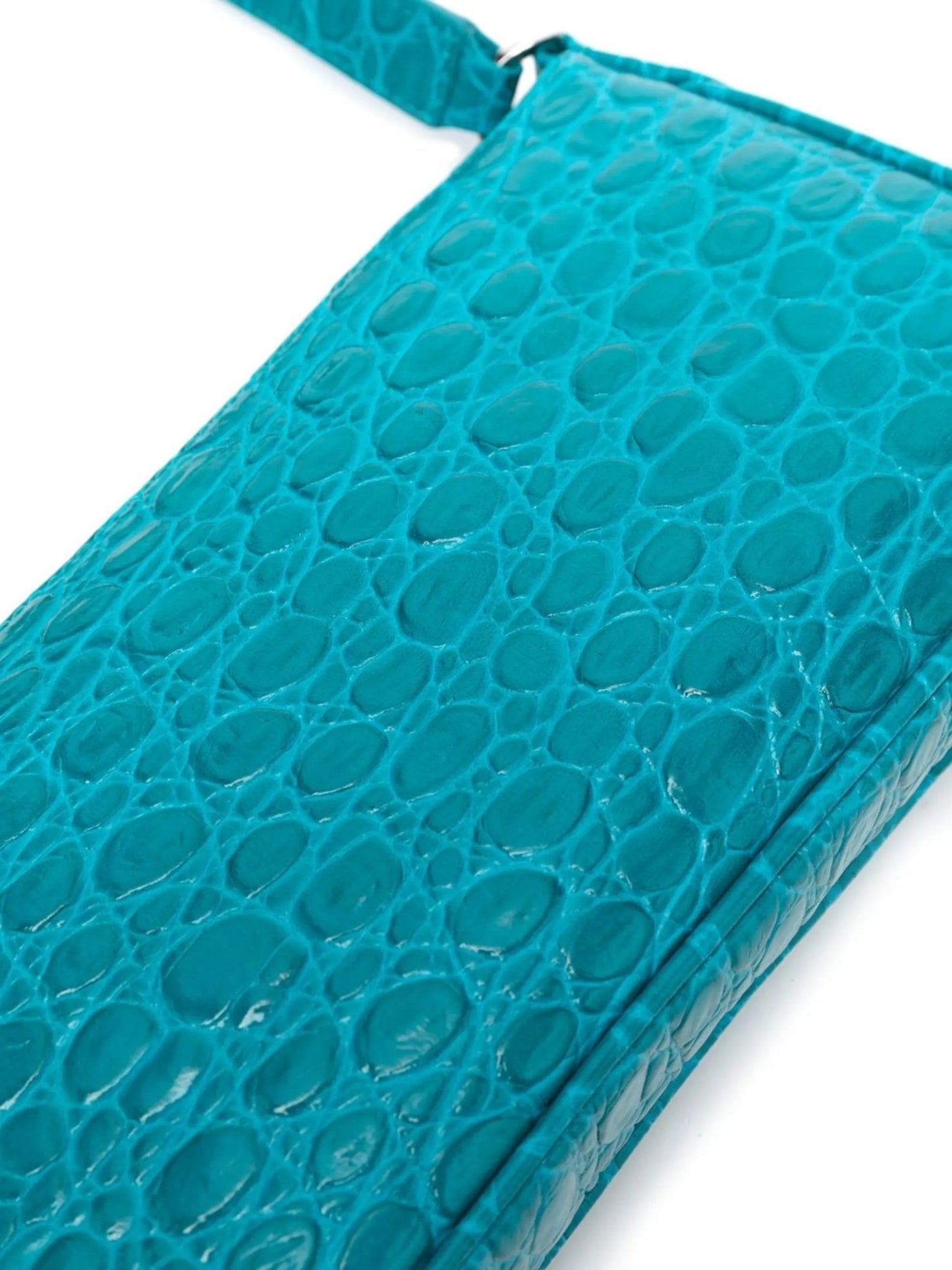 crocodile-embossed leather shoulder bag