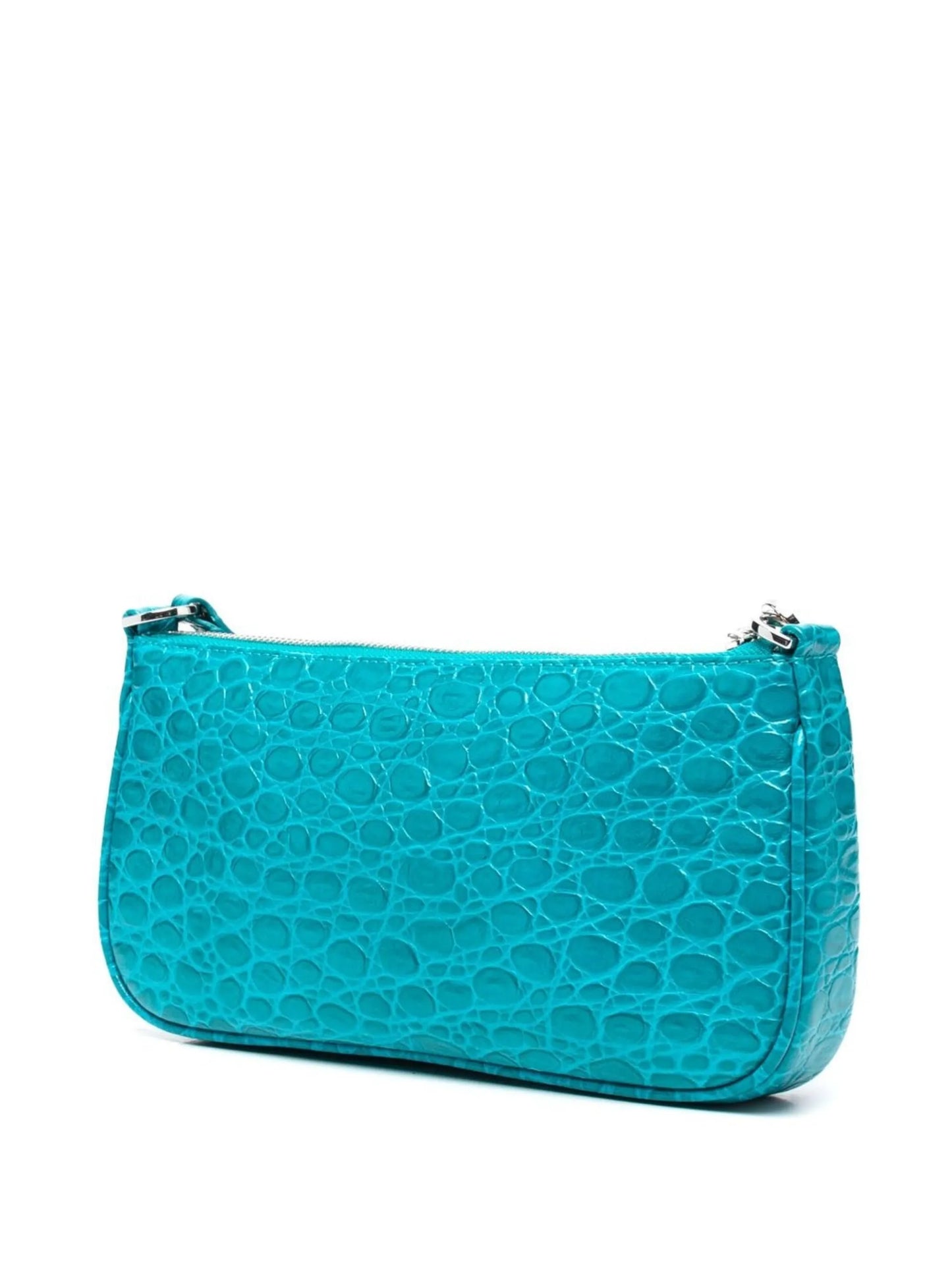 crocodile-embossed leather shoulder bag