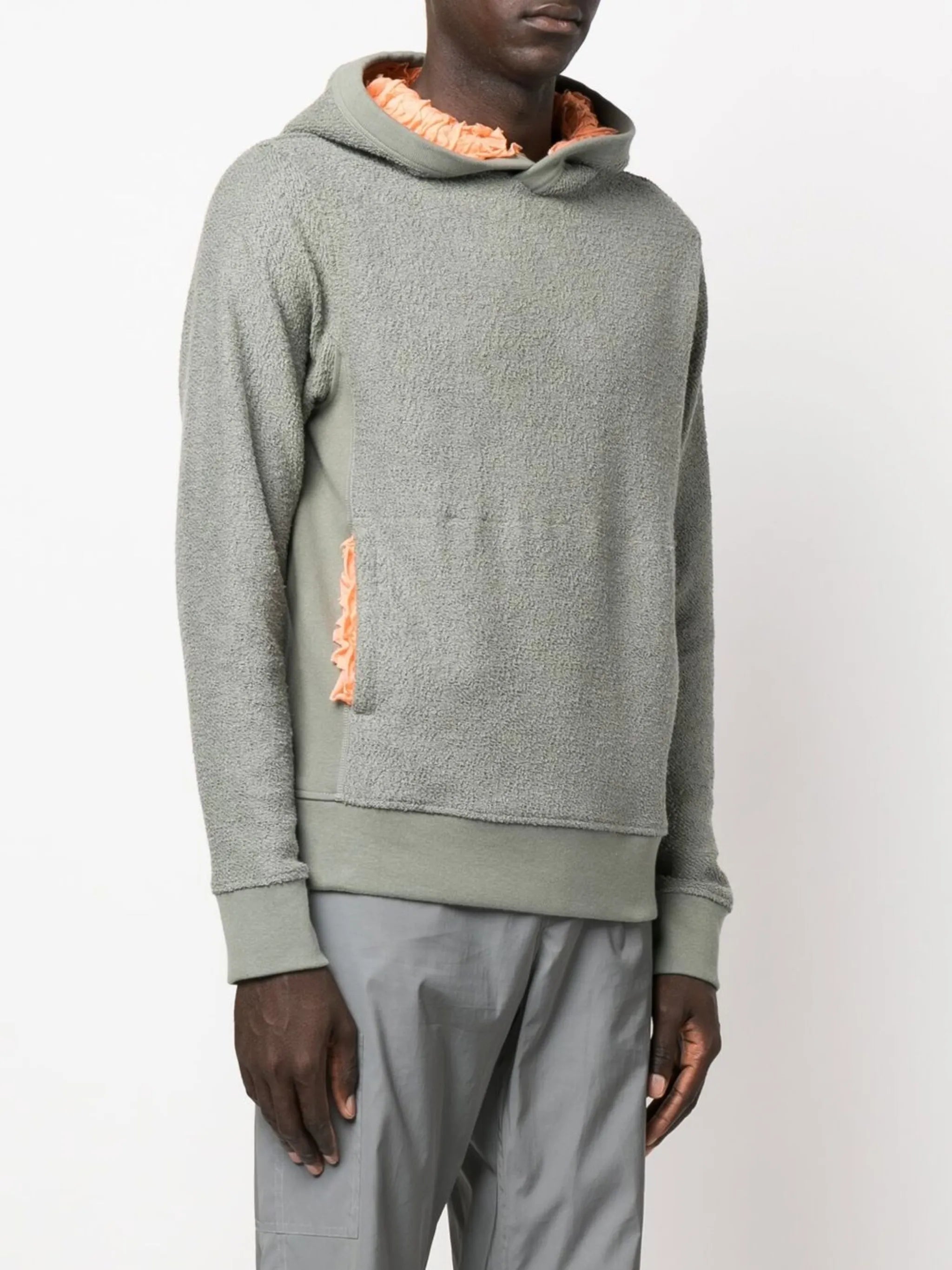 ruched silk lining hoodie