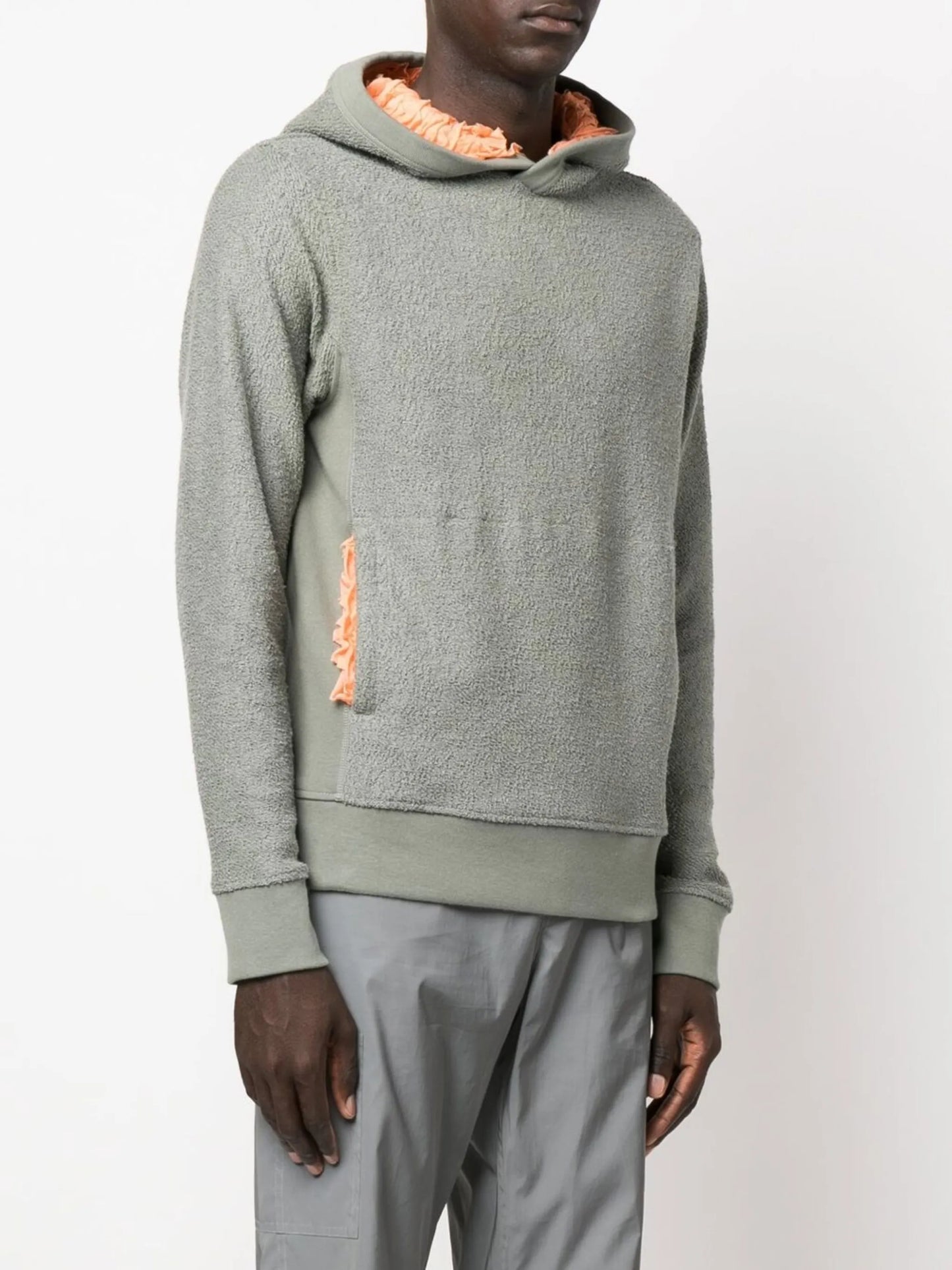 ruched silk lining hoodie