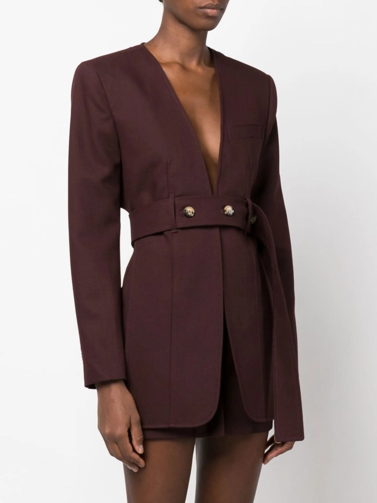 asymmetric belted blazer