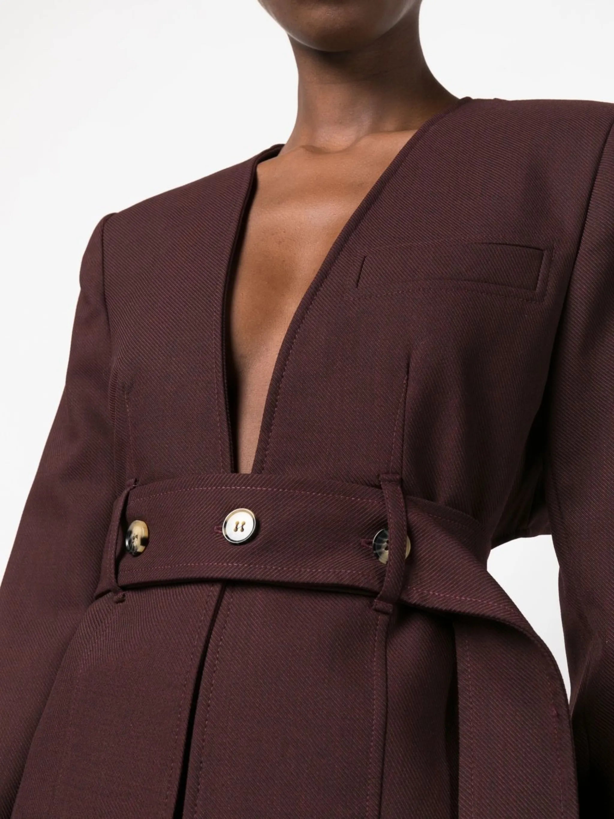 asymmetric belted blazer