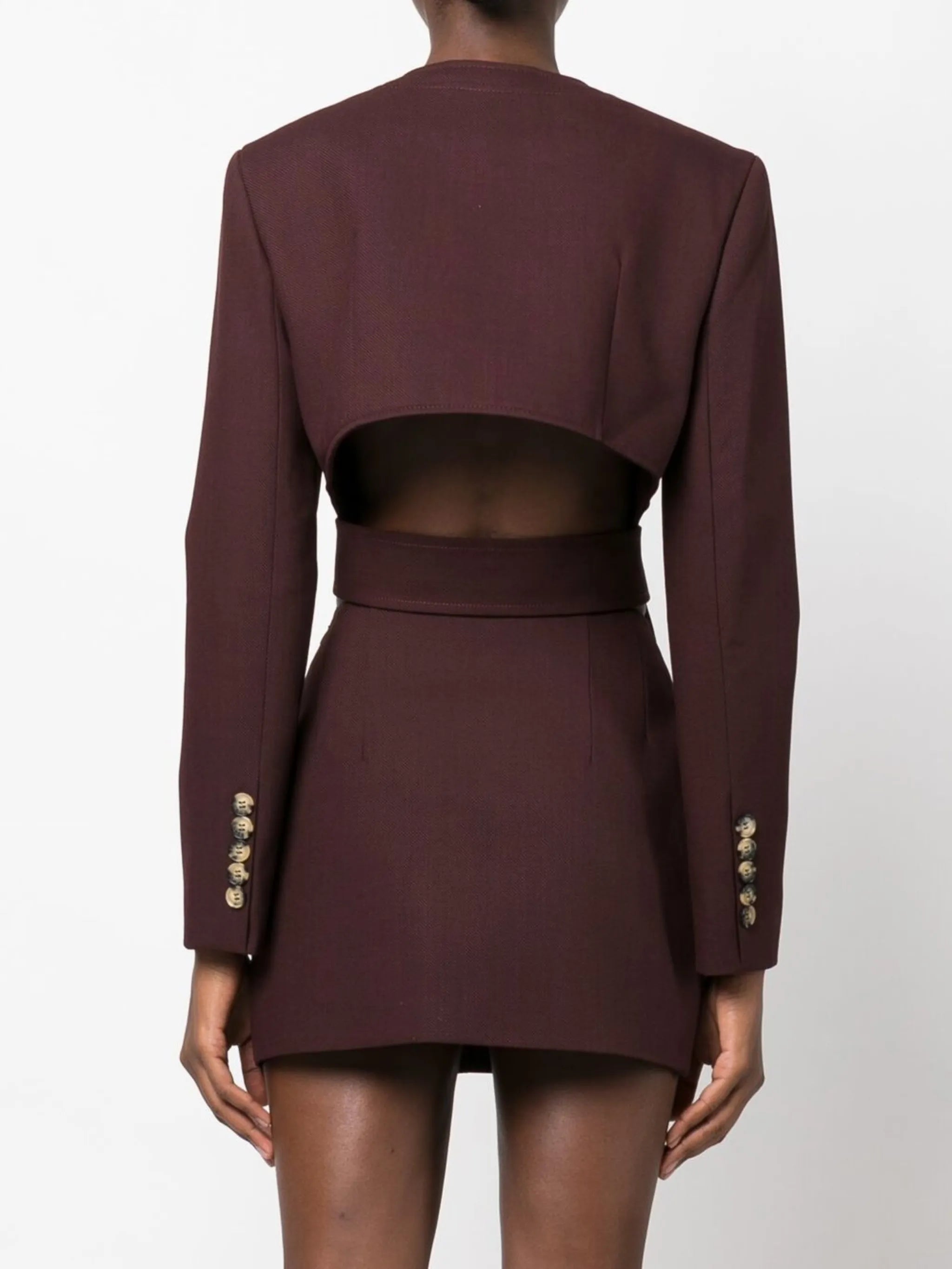 asymmetric belted blazer