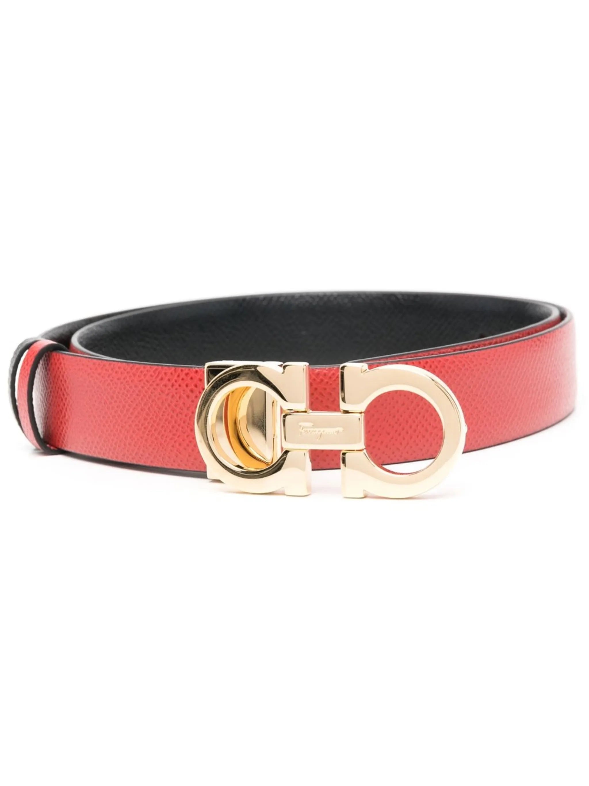 Gancini-buckle calf leather belt