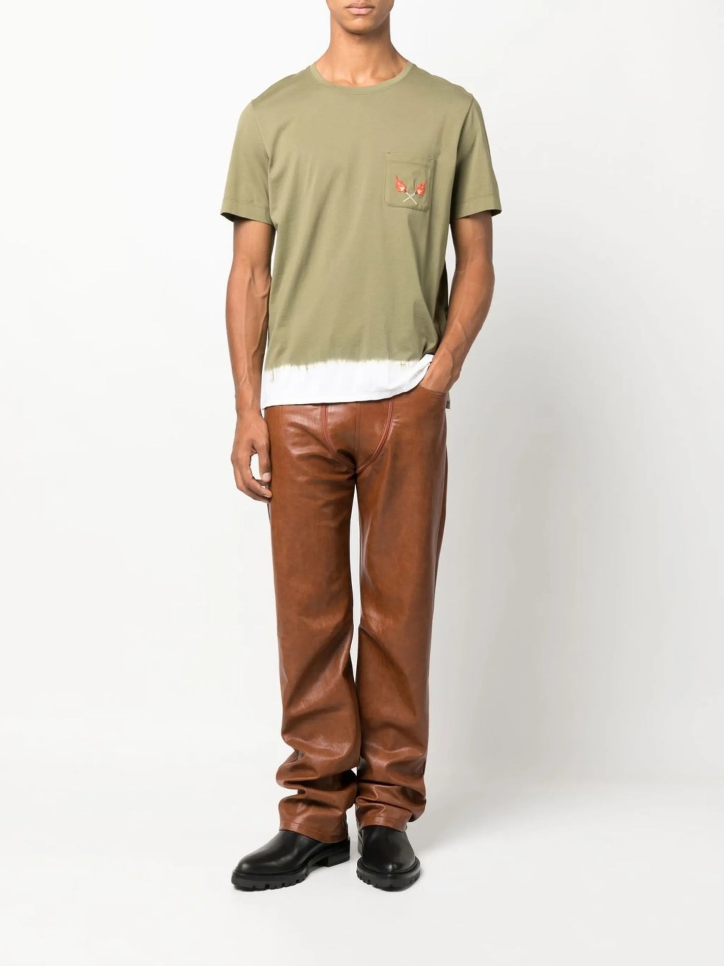 embroidered-matchstick T-shirt