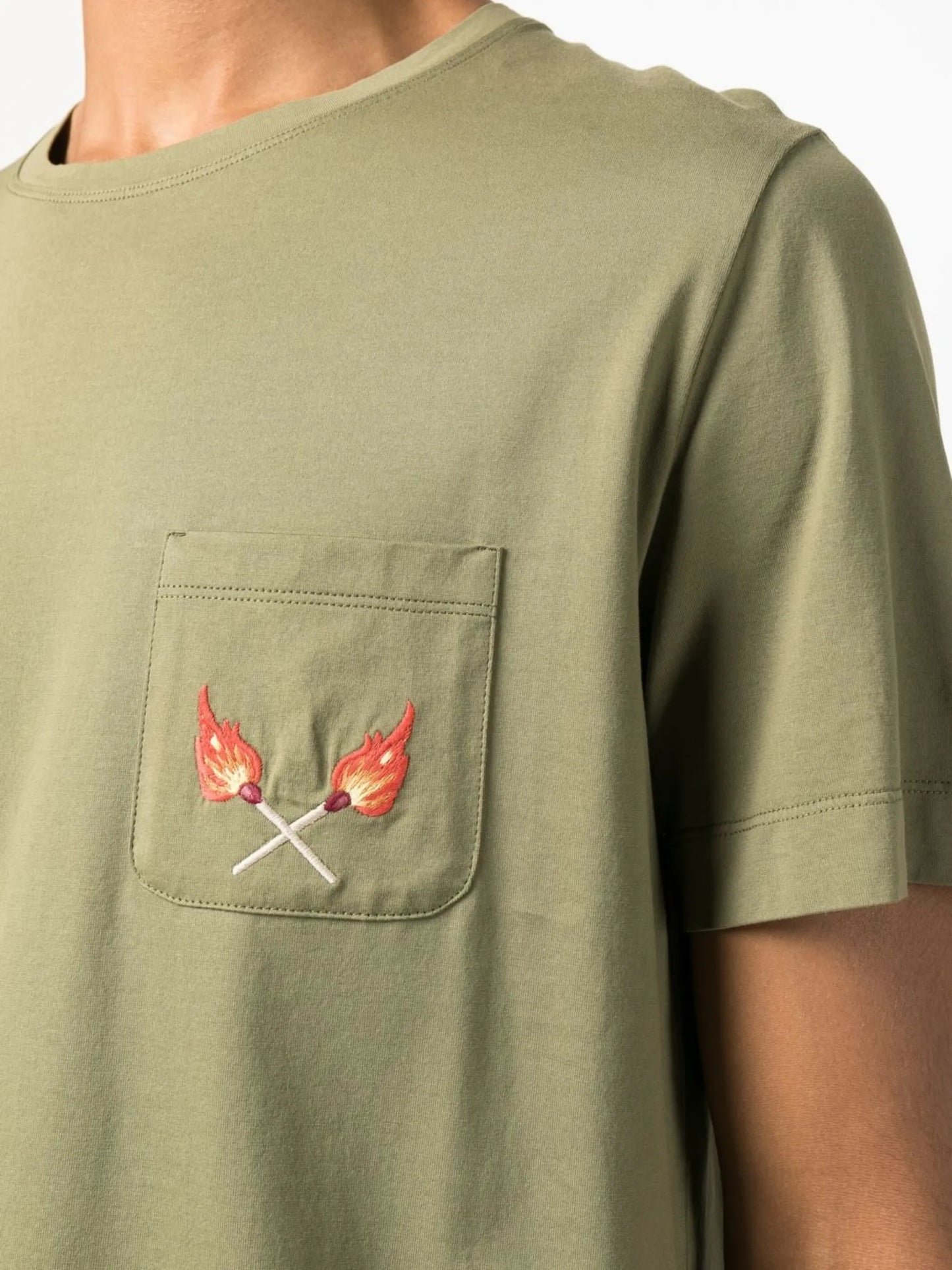 embroidered-matchstick T-shirt