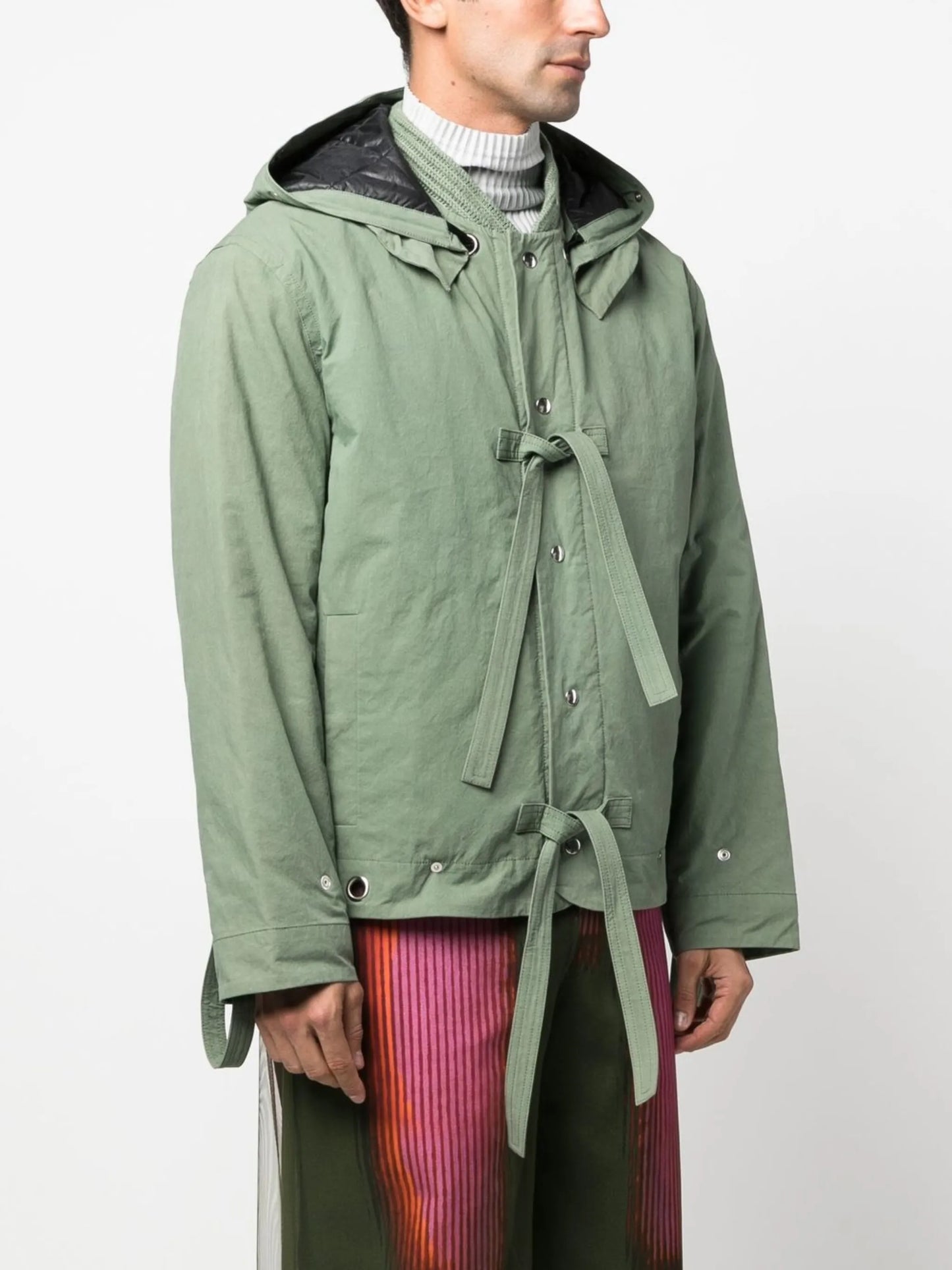 tie-detail hooded jacket