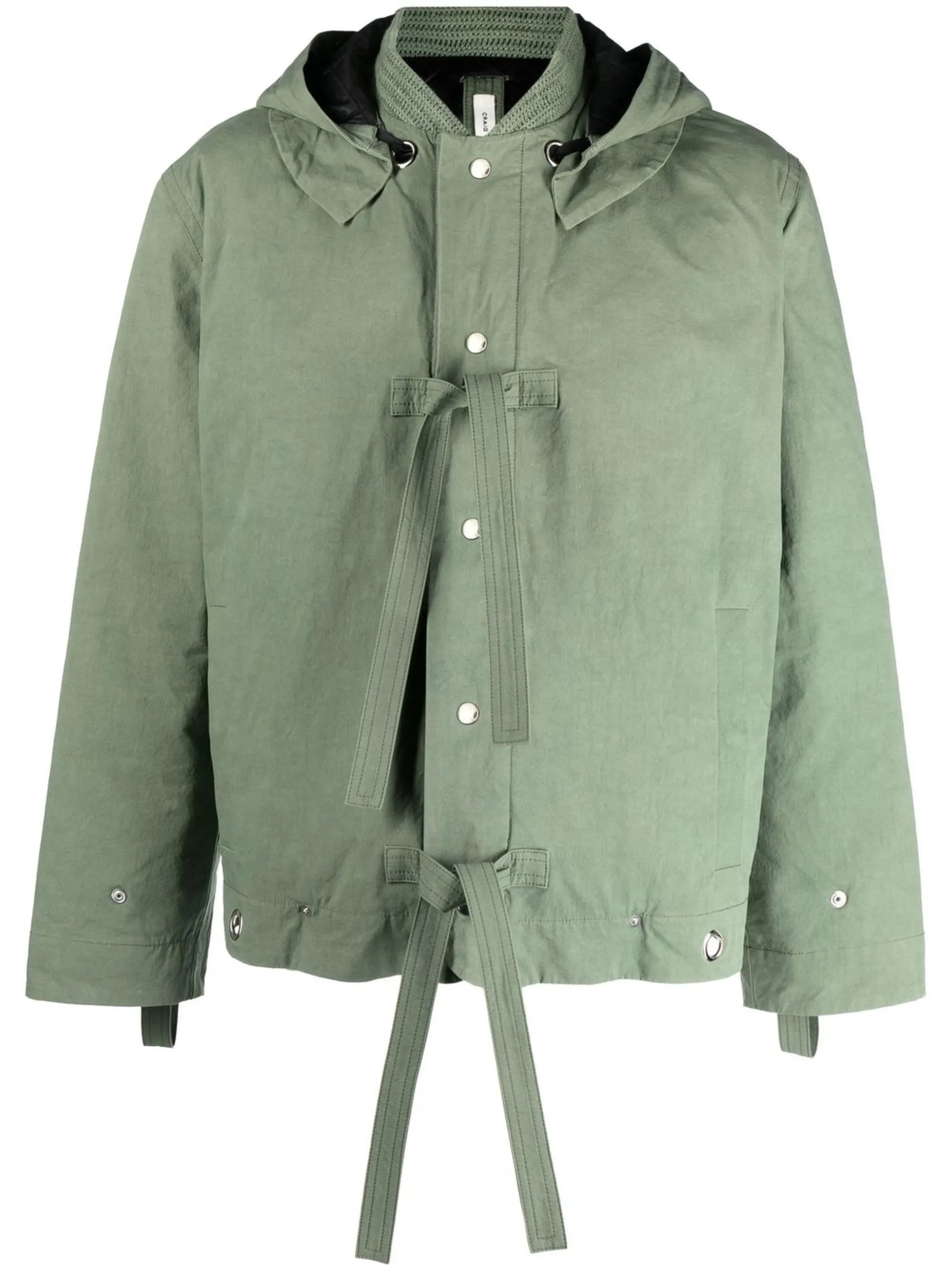 tie-detail hooded jacket