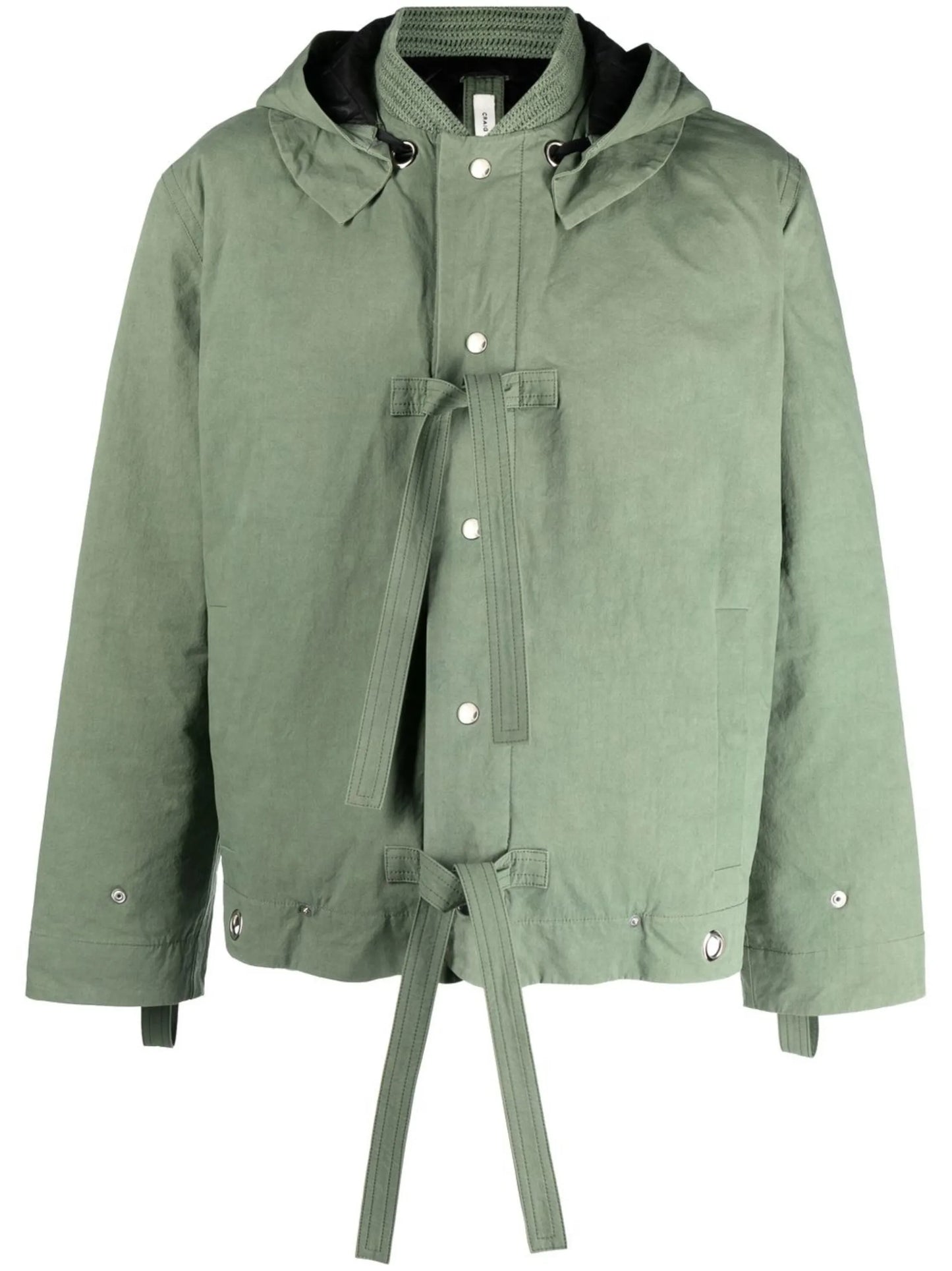 tie-detail hooded jacket