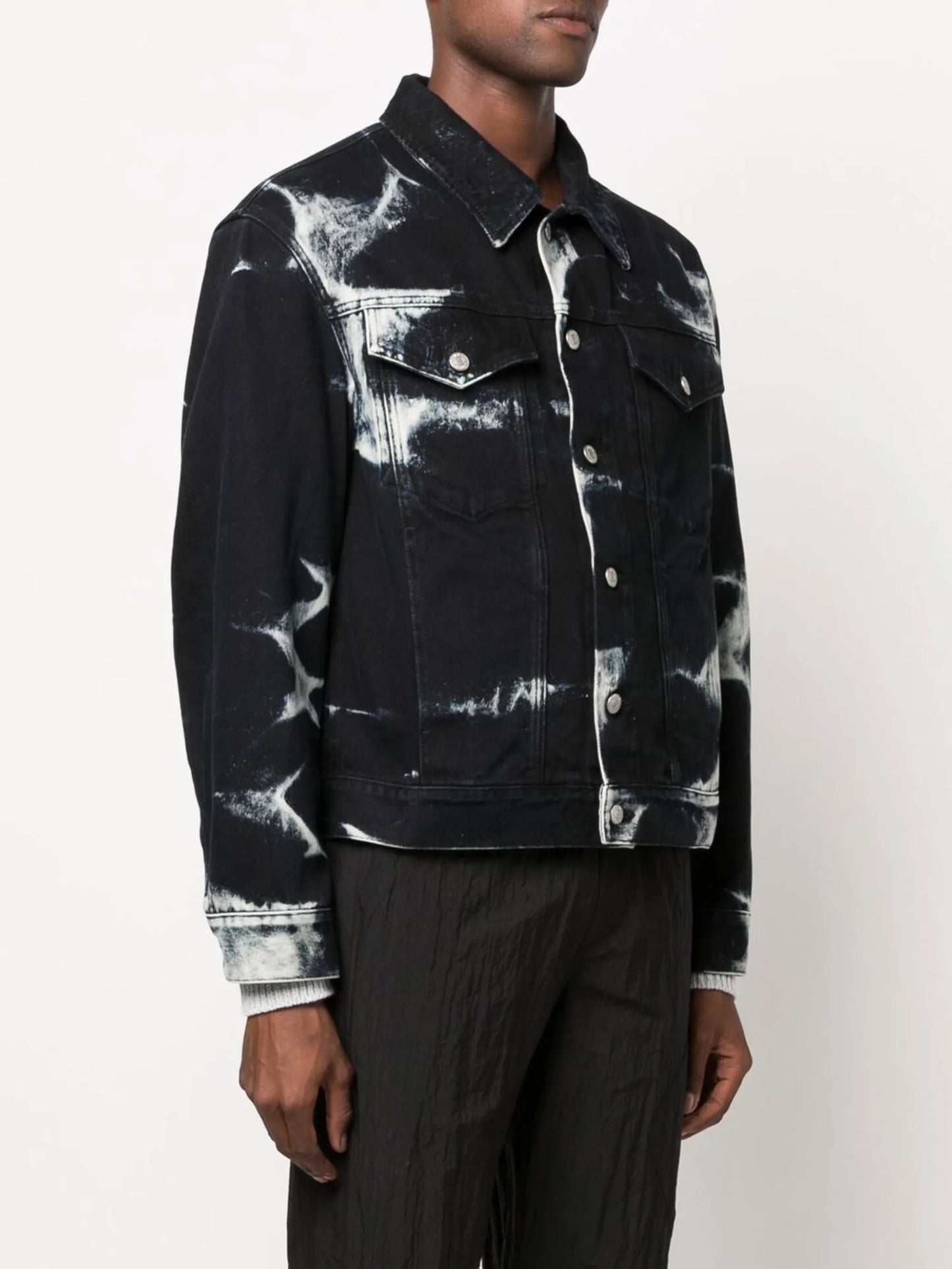bleach-effect denim jacket