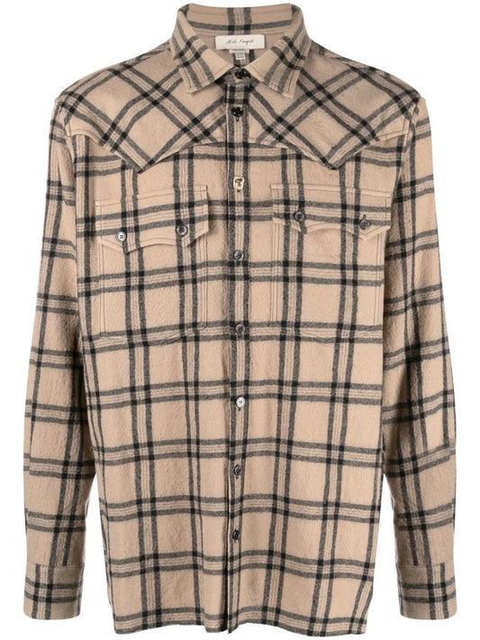 checked virgin wool shirt