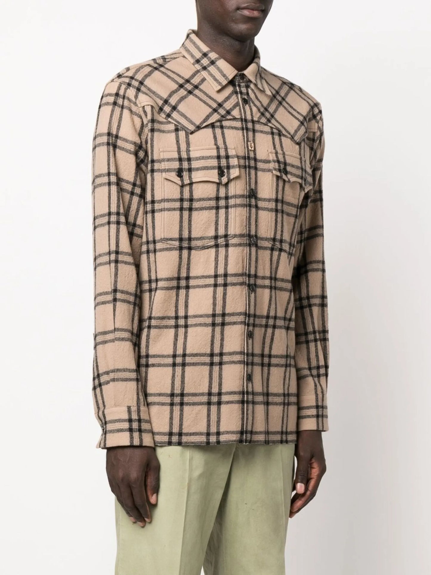 checked virgin wool shirt