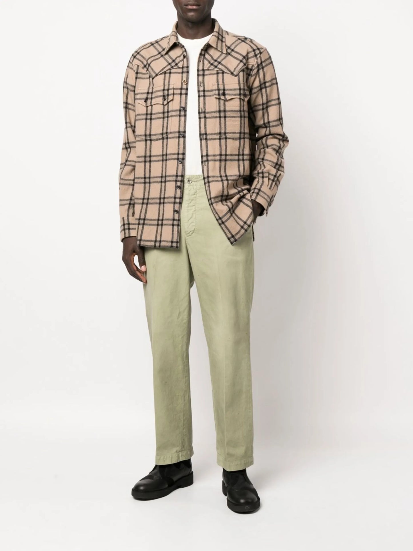 checked virgin wool shirt