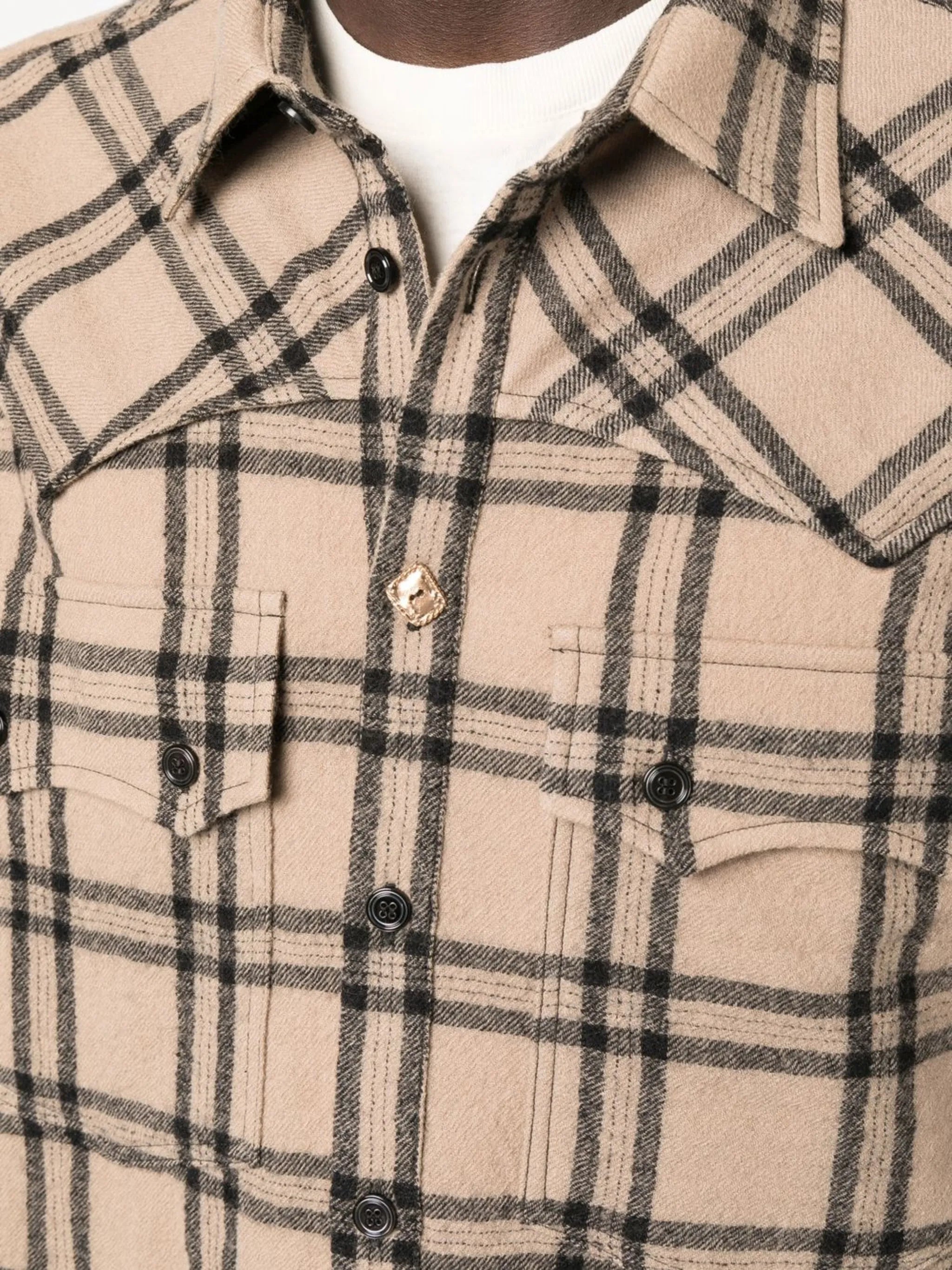 checked virgin wool shirt