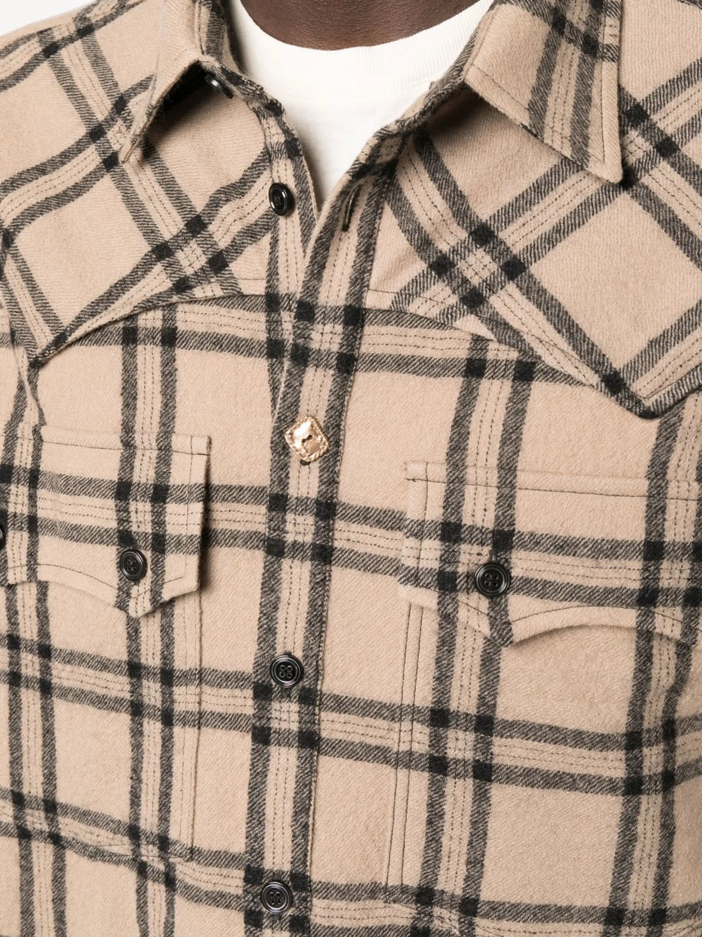 checked virgin wool shirt