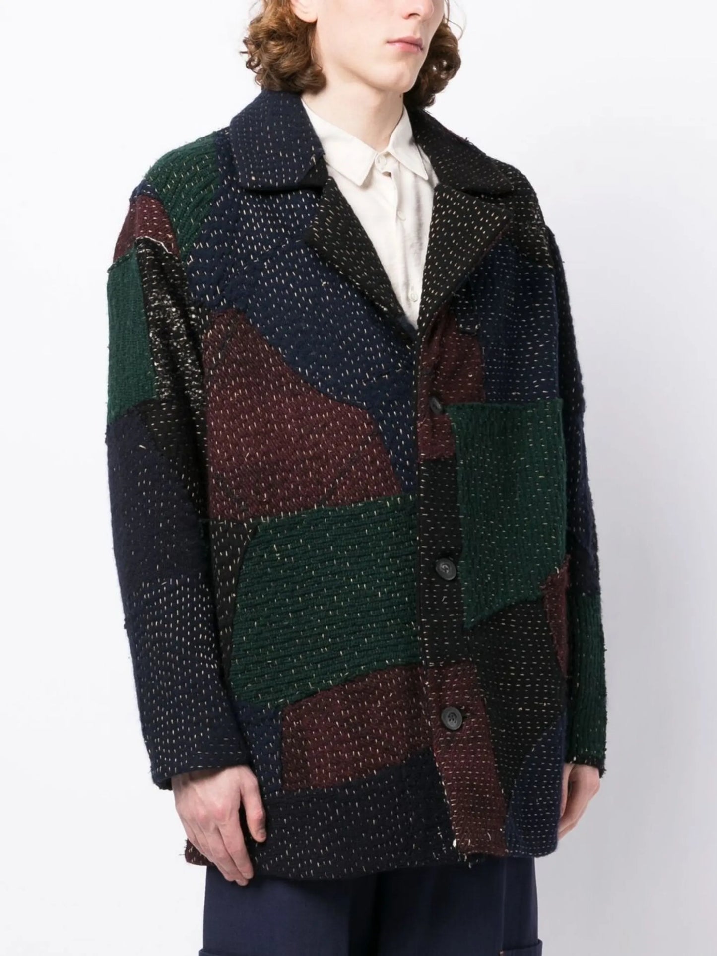 Jacob patchwork wool coat