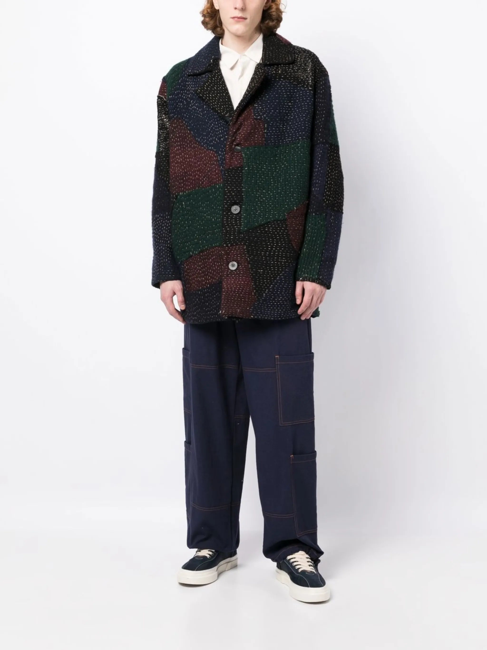 Jacob patchwork wool coat