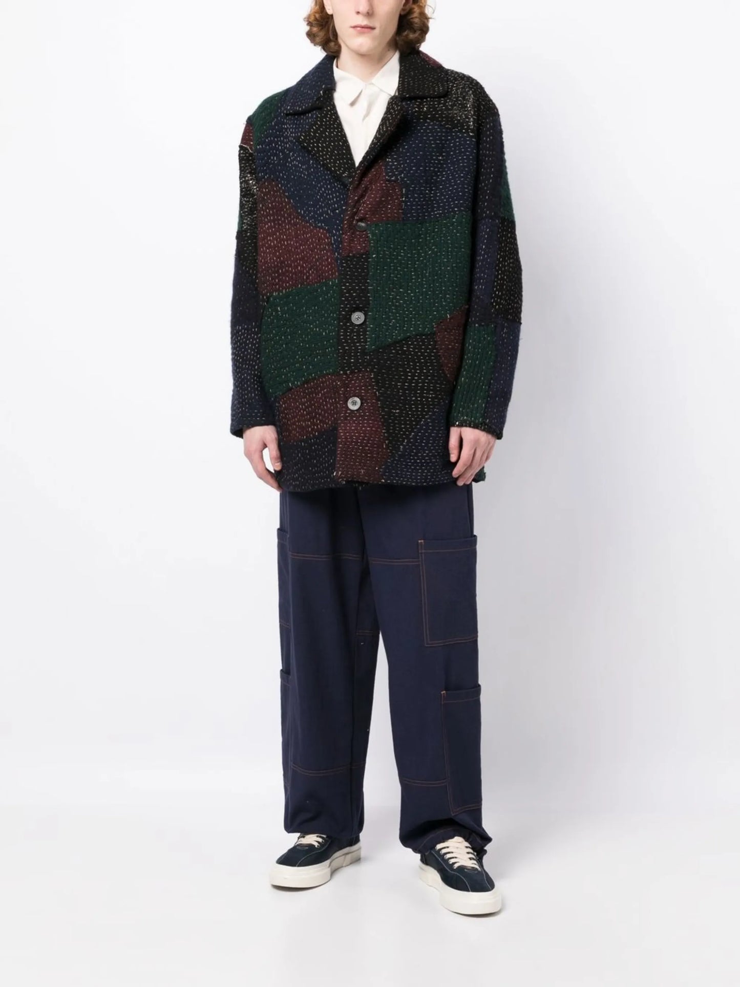 Jacob patchwork wool coat
