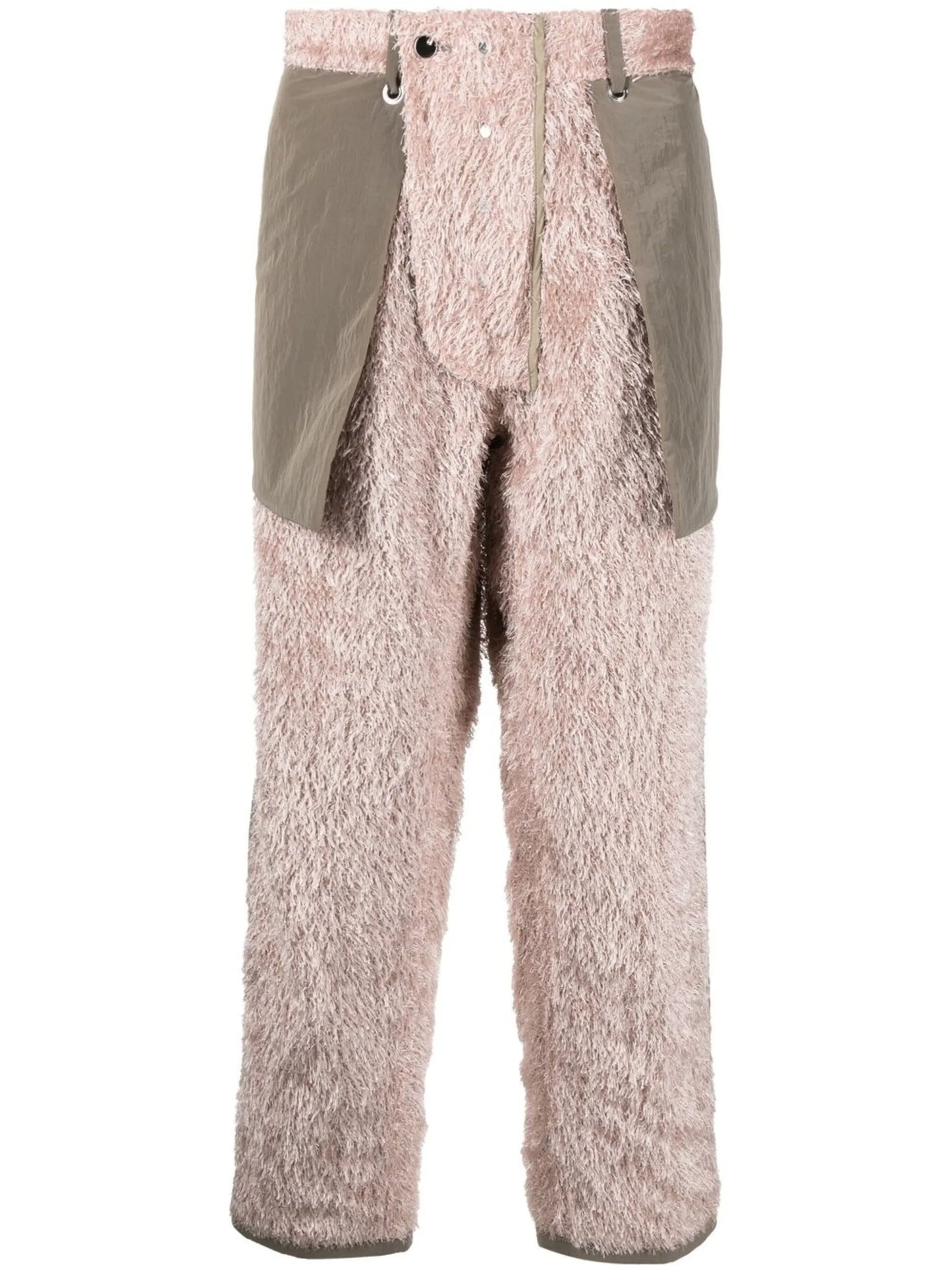 textured-finish straight-leg trousers