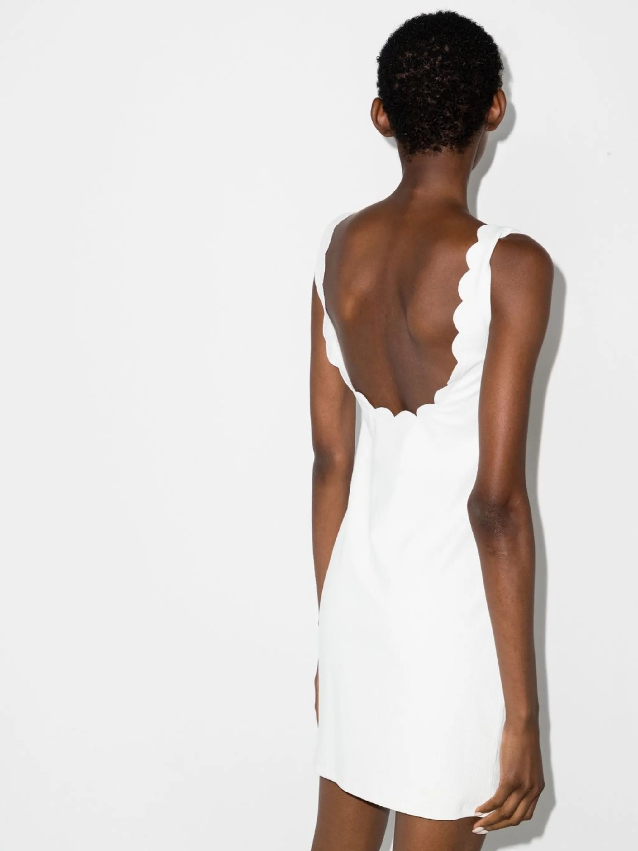 scallop-edge mini dress